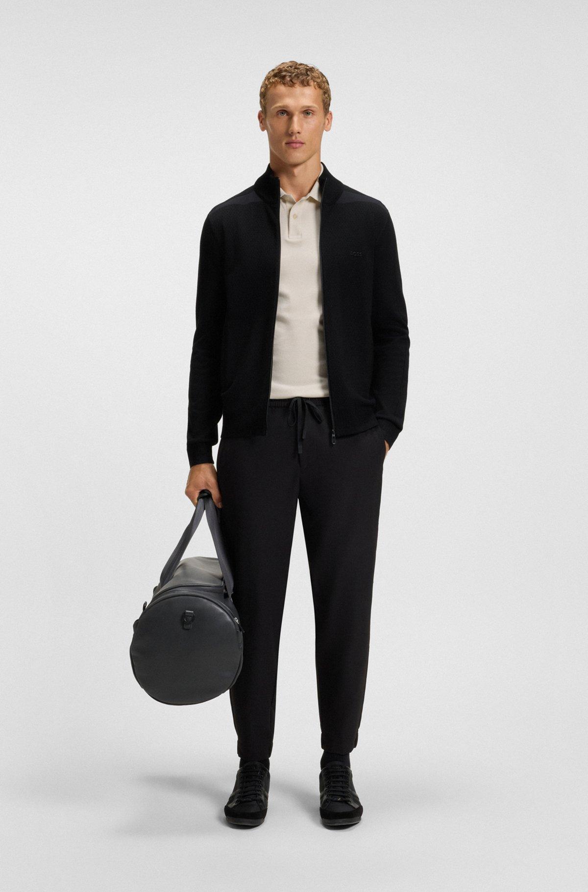 Slim-fit polo shirt in cotton with striped collar Product Image