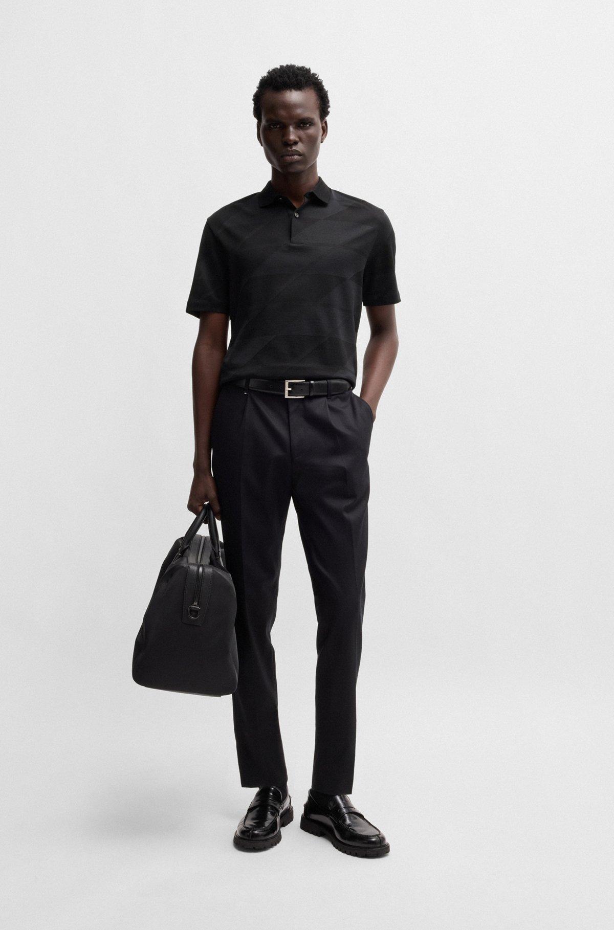 Mercerized-cotton polo shirt with jacquard pattern Product Image