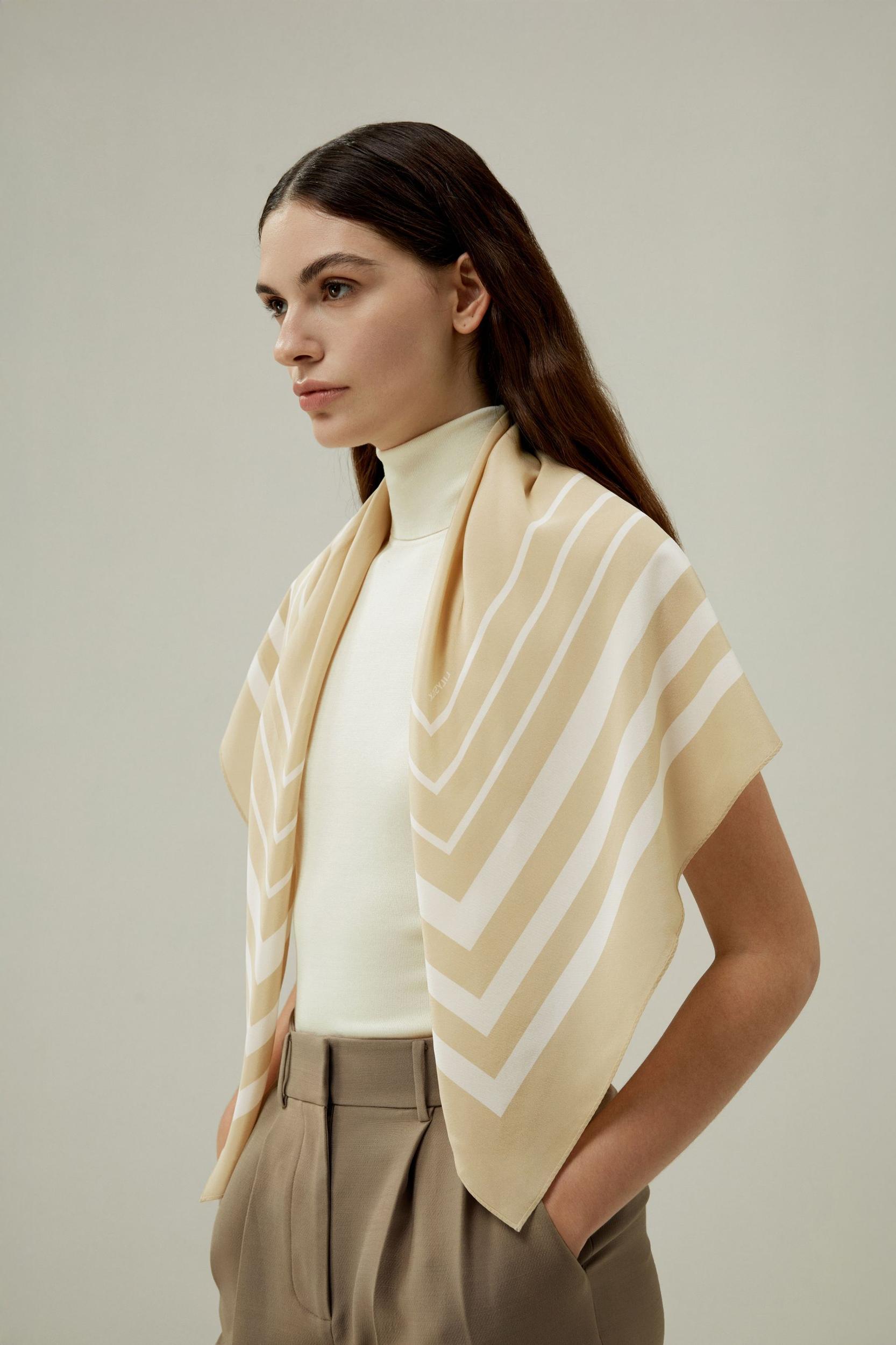 Geometric Print Silk Scarf Product Image