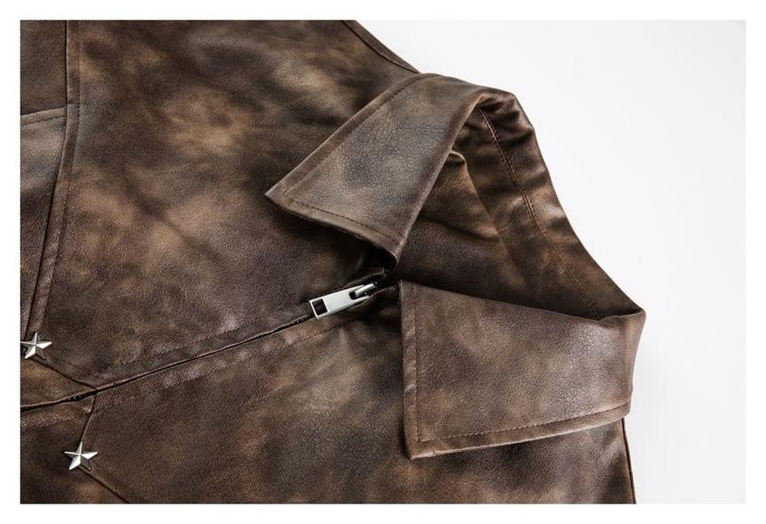 Faux-Leather Polo Jacket Product Image