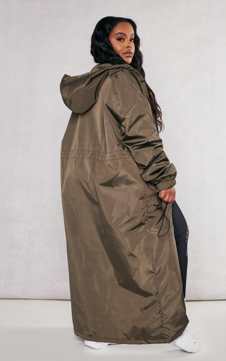 Plus Khaki Toggle Detail Midi Windbreaker Product Image
