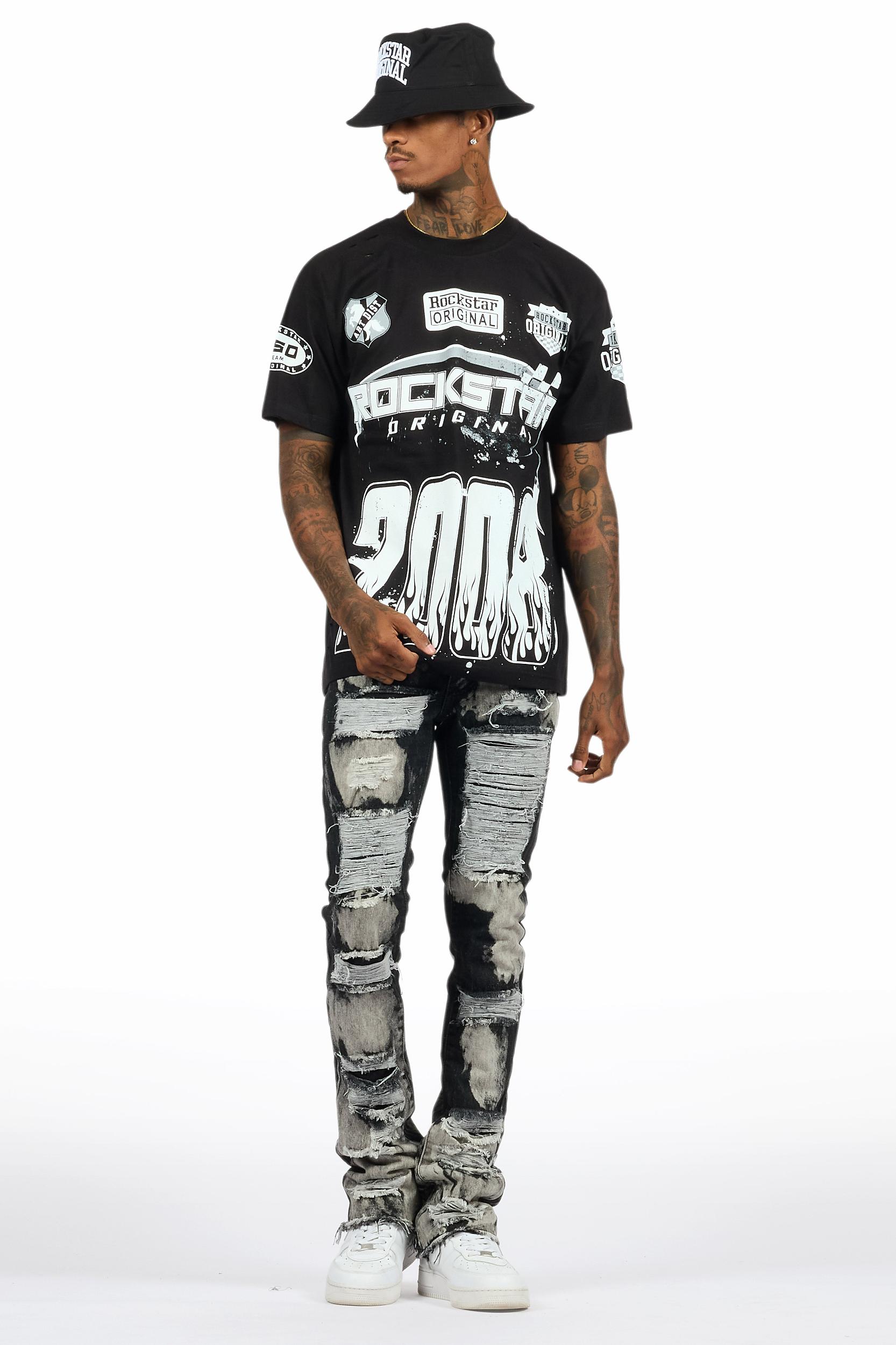 Amos Black T-Shirt/Stacked Flare Jean Bundle Male Product Image