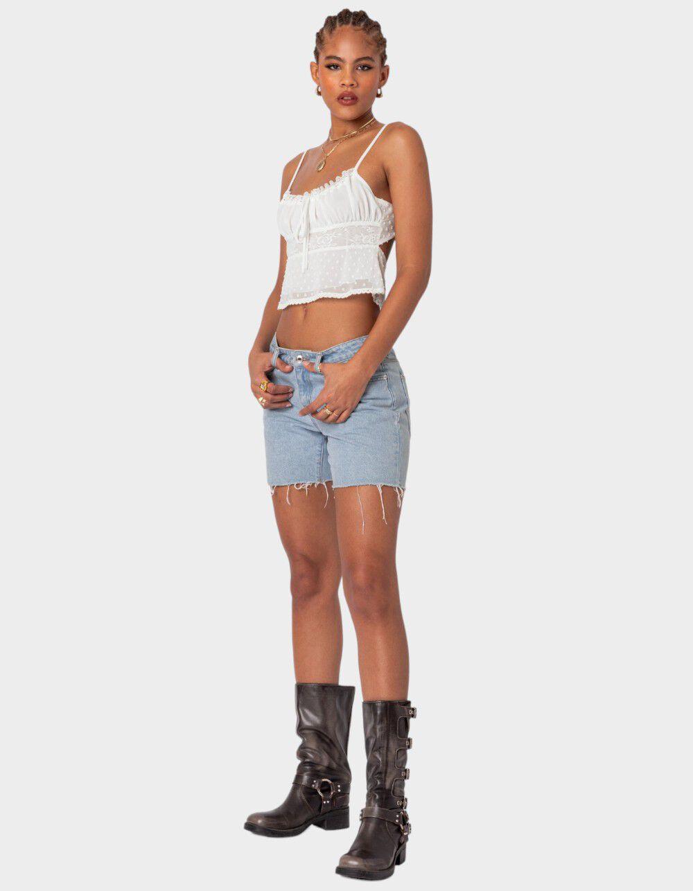 EDIKTED Wendy Tie Back Lacey Top - WHITE Product Image