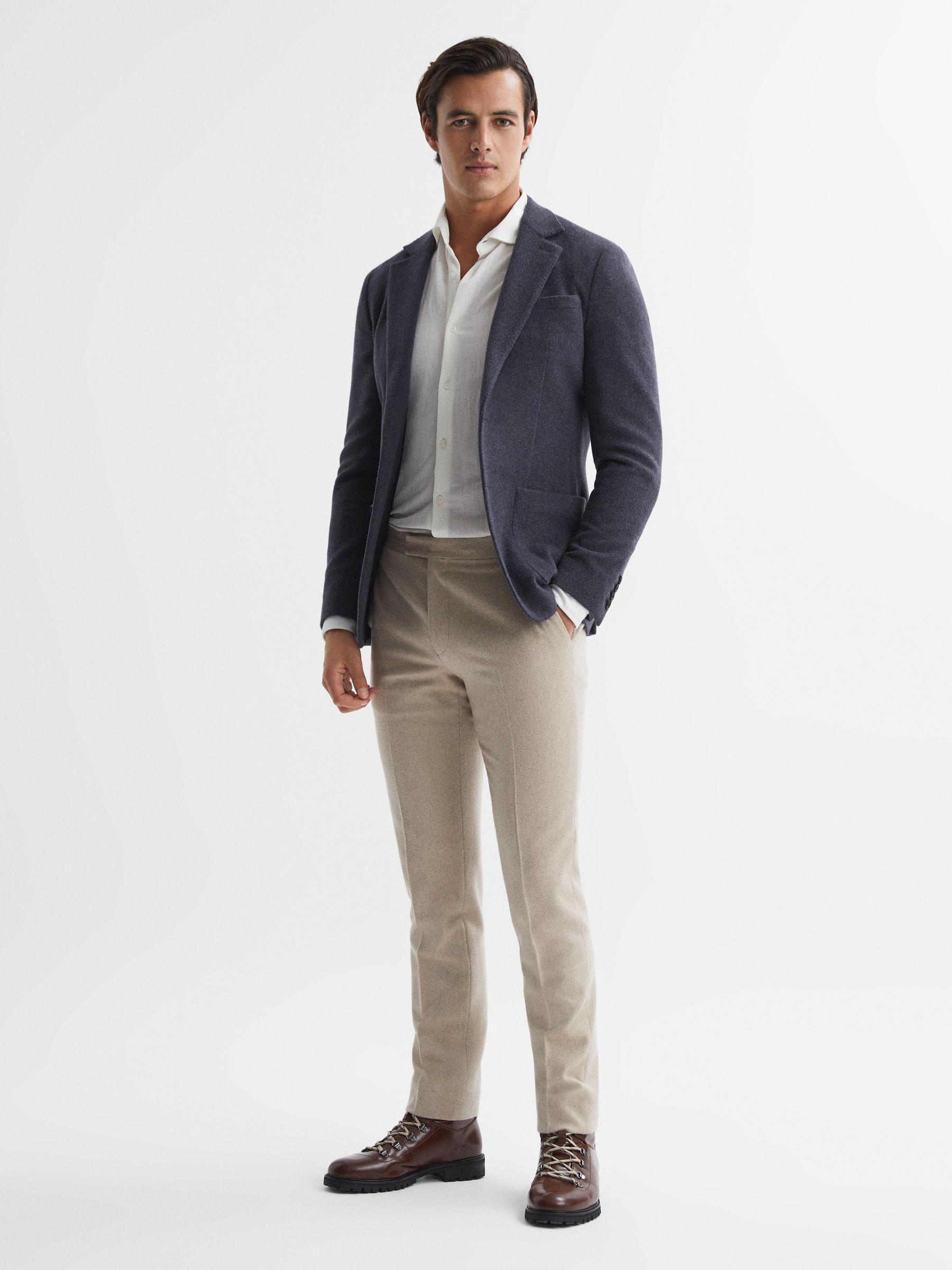 Modern Fit Wool Blend Single Breasted Blazer in Airforce Blue Product Image