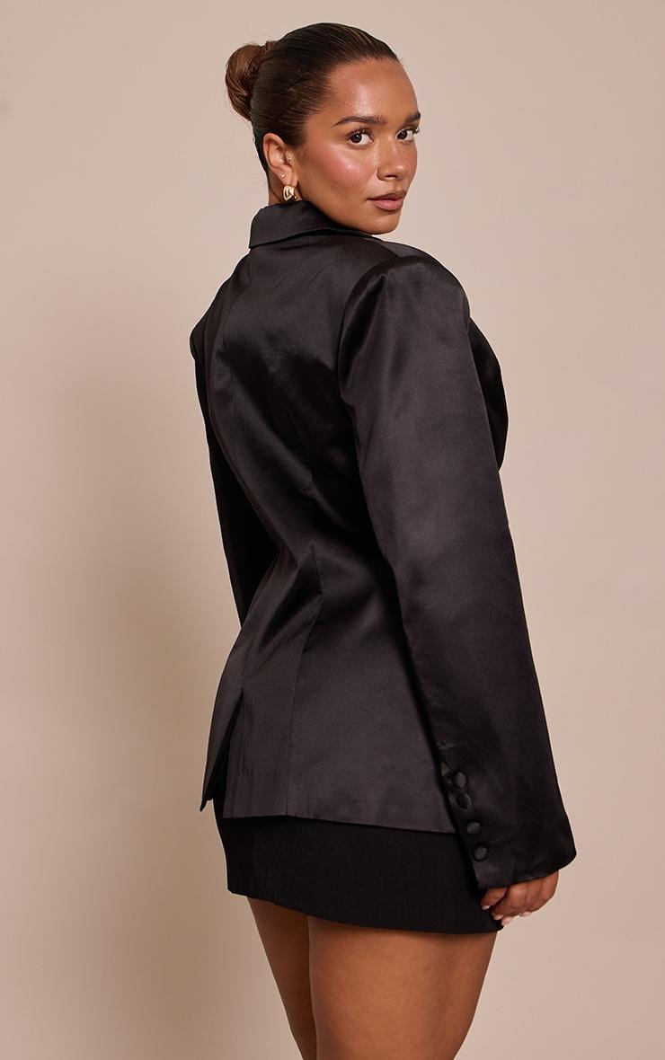 Shape Black Satin Fitted Blazer Product Image