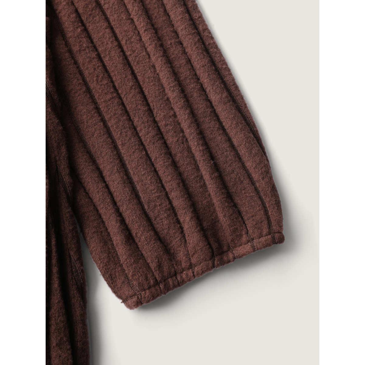 Plus Size Ribbed Stretchy Cinched-Waist Knit Midi Dress Browncoffeecolor Women Leisure Knit Dresses Bloomchic 18-20/2X Product Image