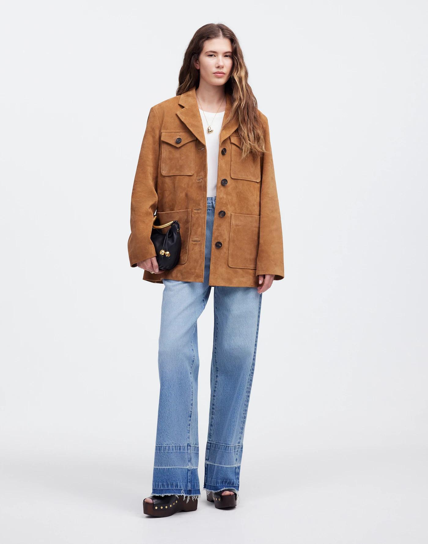 Long Chore Blazer in Suede Product Image