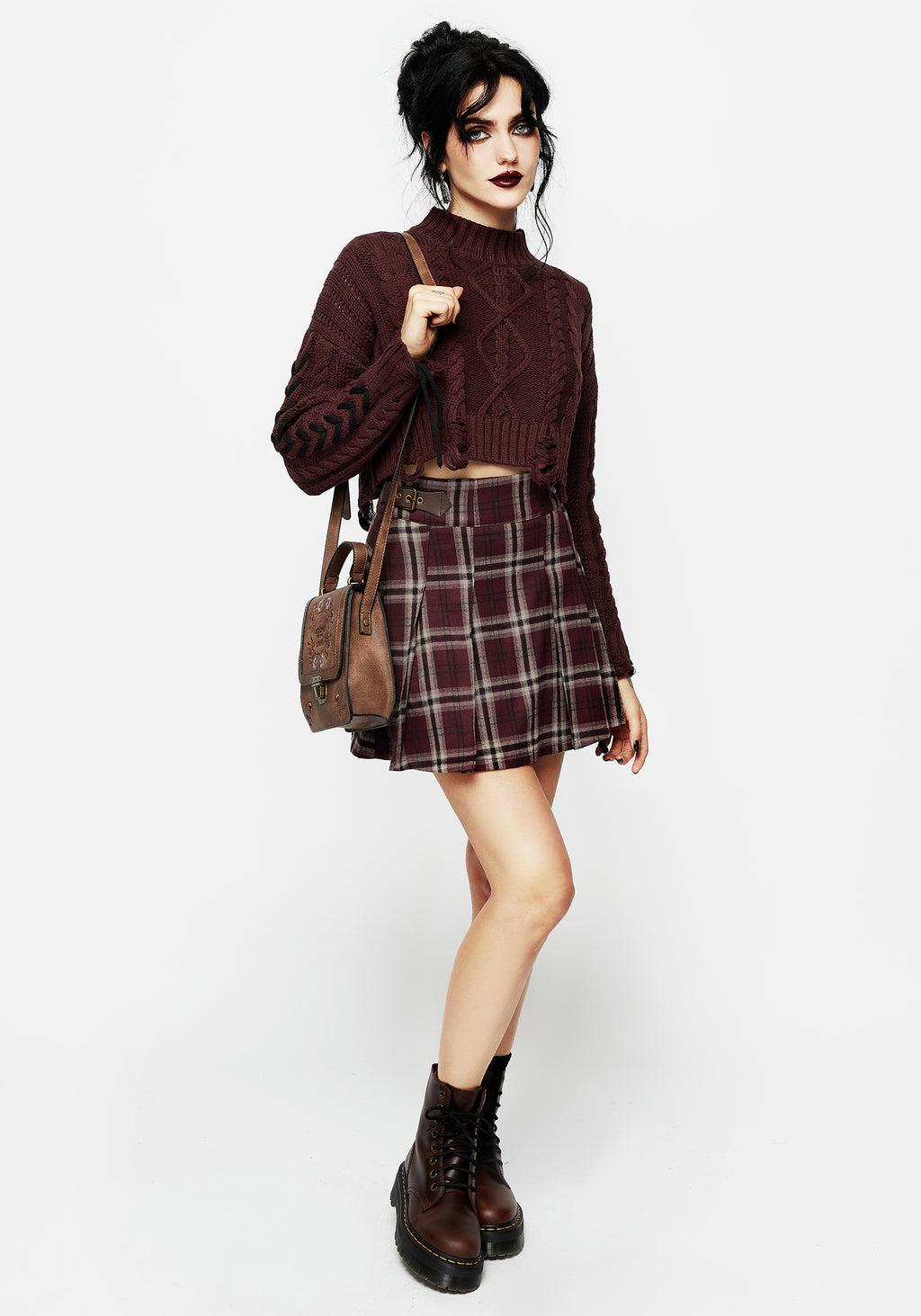 Bramble Check Pleated Mini Skirt Product Image
