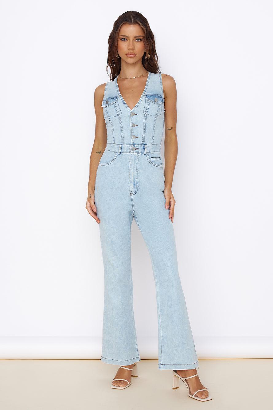 Wherever I Go Jumpsuit Blue Denim Product Image