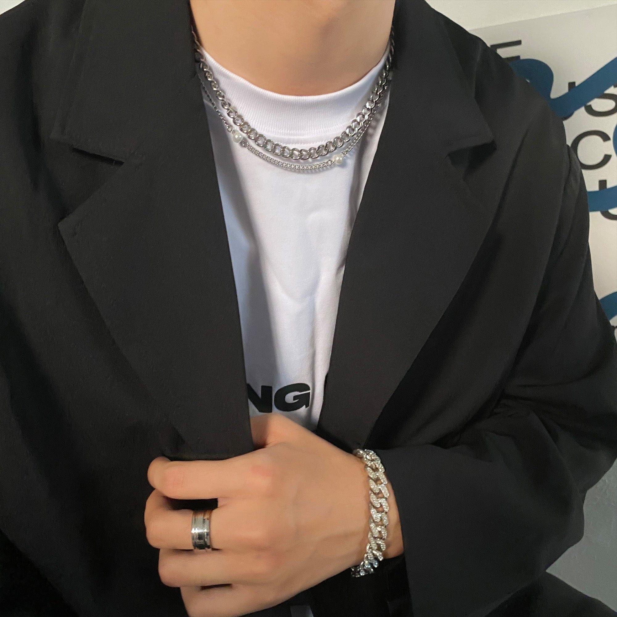 DOUBLE LAYER PEARL CHAIN NECKLACE Product Image