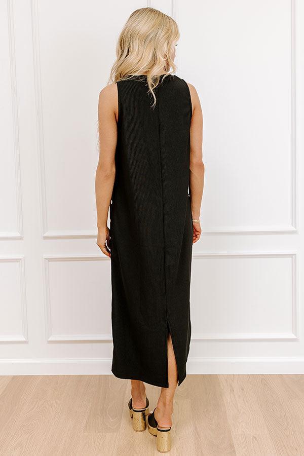 Santa Monica Chic Ribbed Midi Dress in Black Product Image
