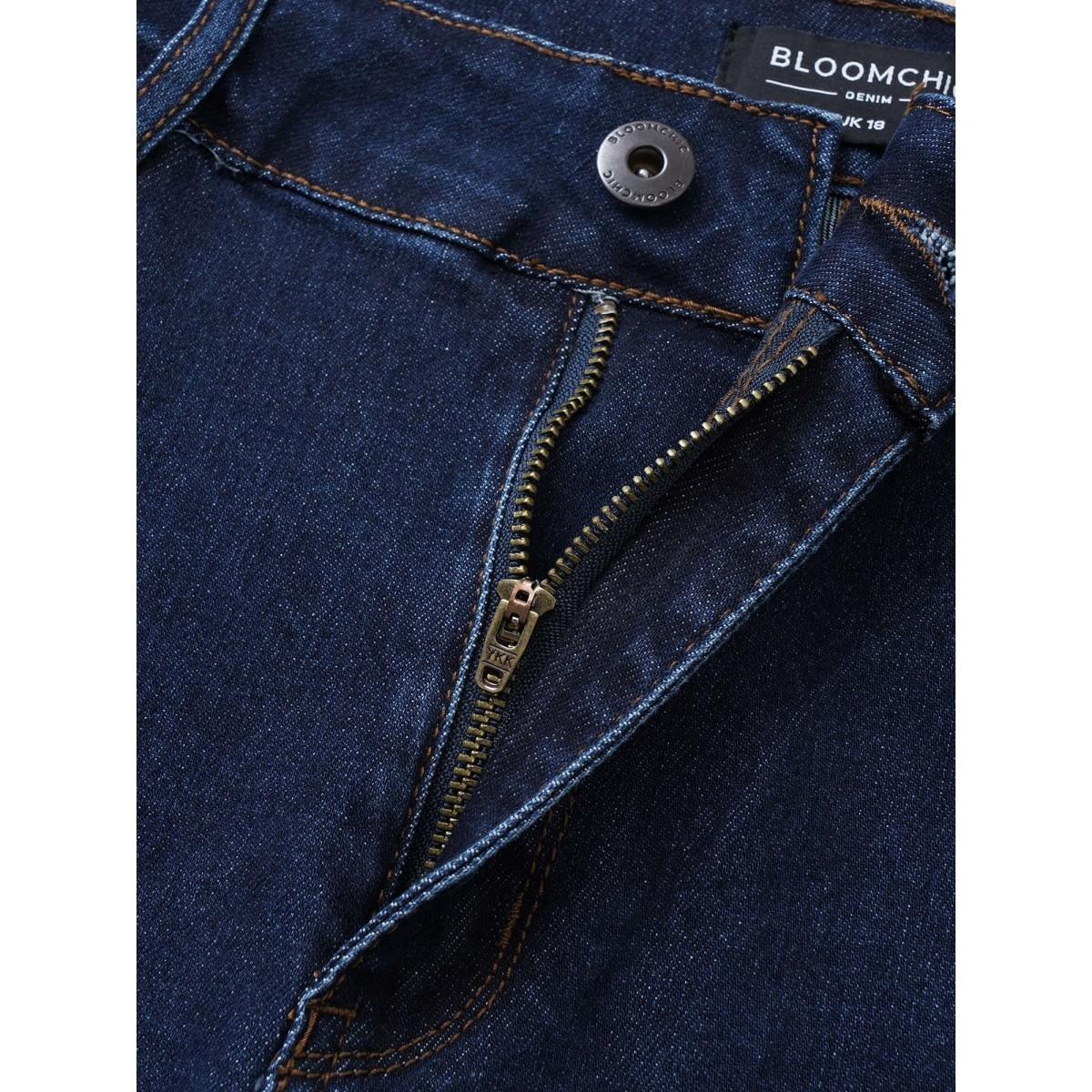 Plus Size Very Stretchy High Rise Dark Wash Cropped Jeans Women DarkBlue Leisure Plain High stretch Slanted pocket Jeans BloomChic 10/M Product Image