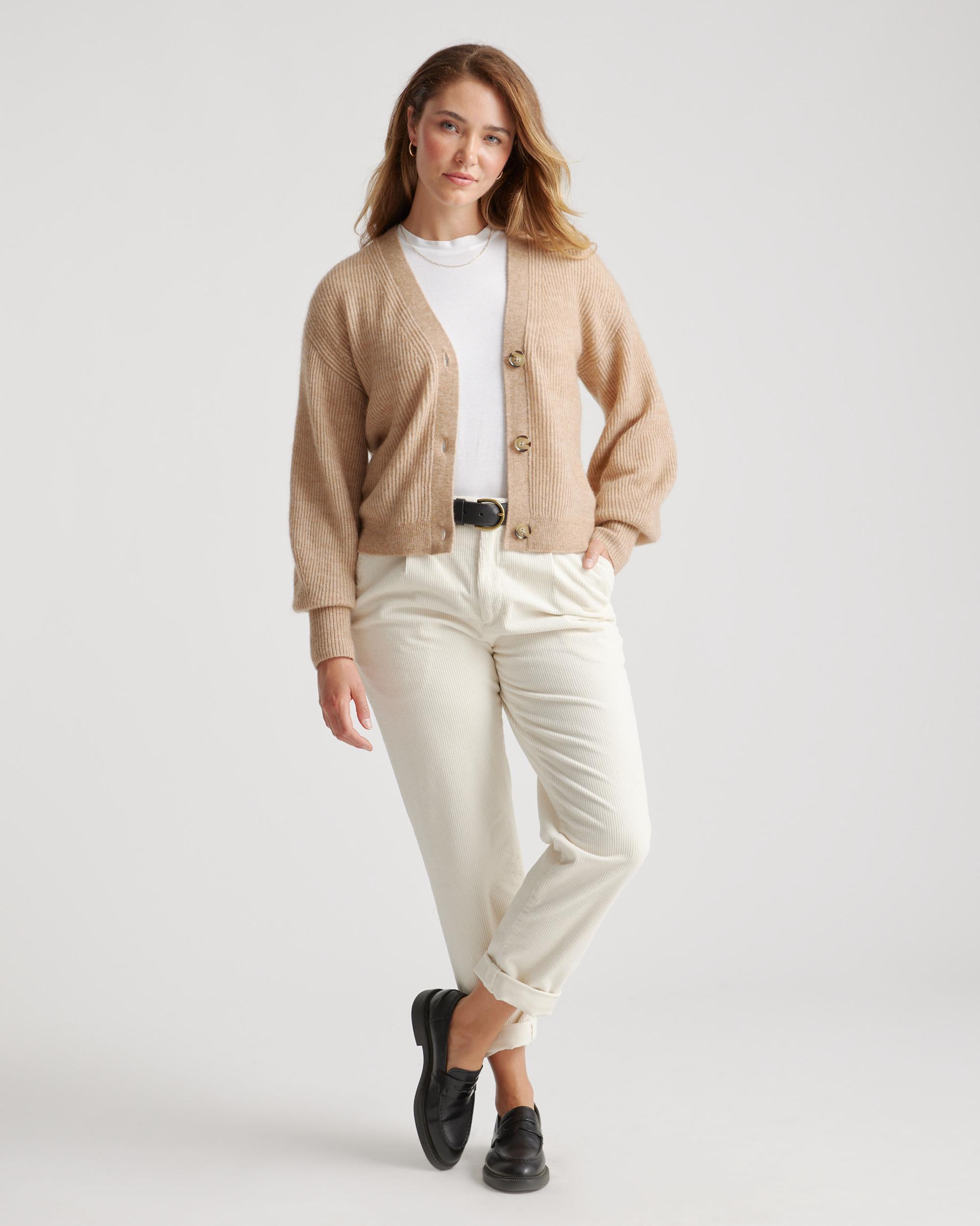 Quince | Women's Baby Alpaca-Wool Cropped Cardigan Sweater Product Image