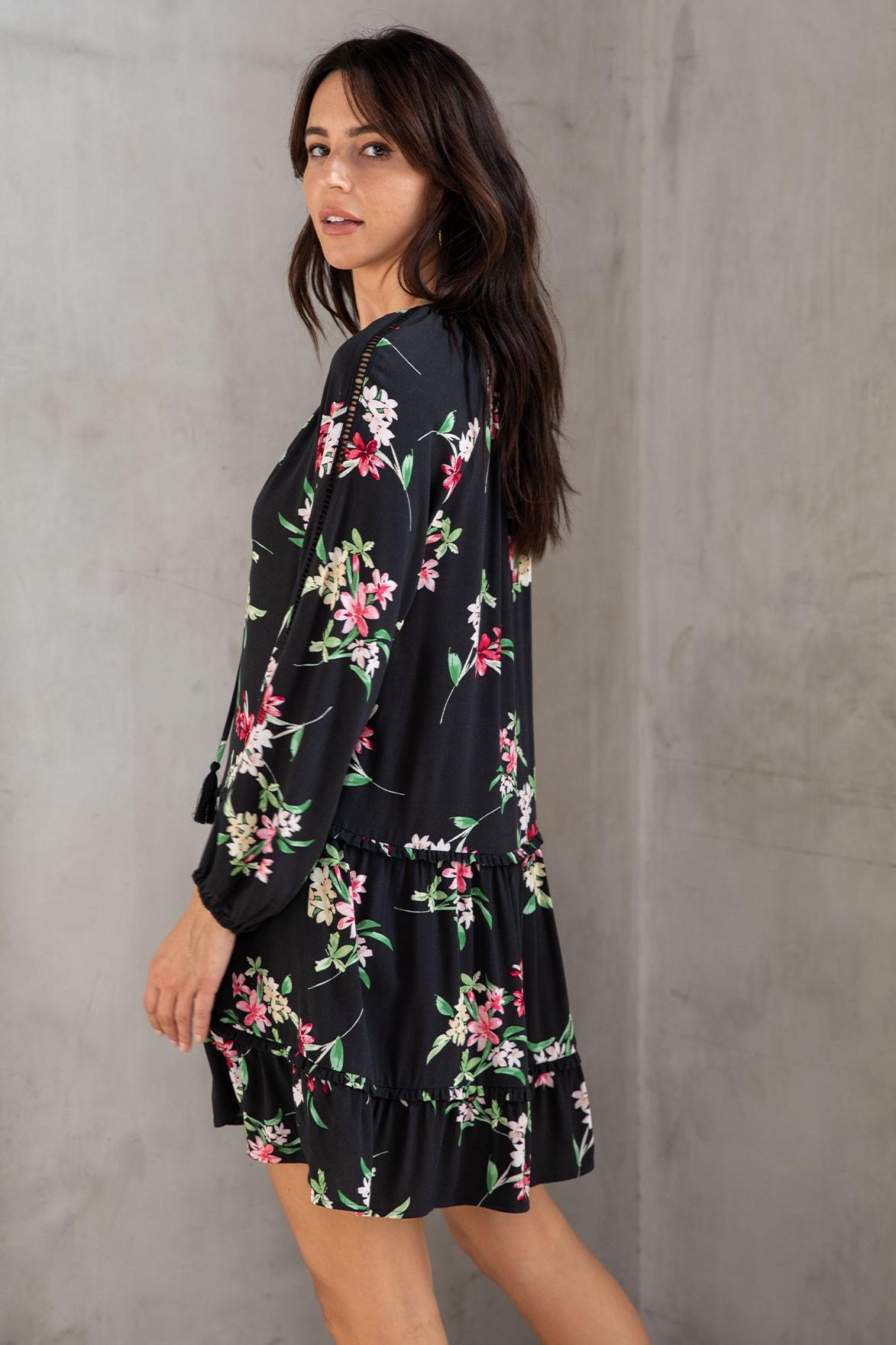 Floral Print Drop Waist Mini Dress Product Image