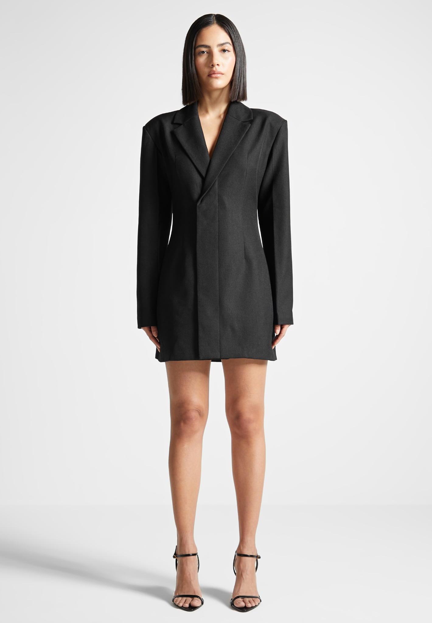 Tailored Blazer Dress with Reversible Corset - Black Female Product Image