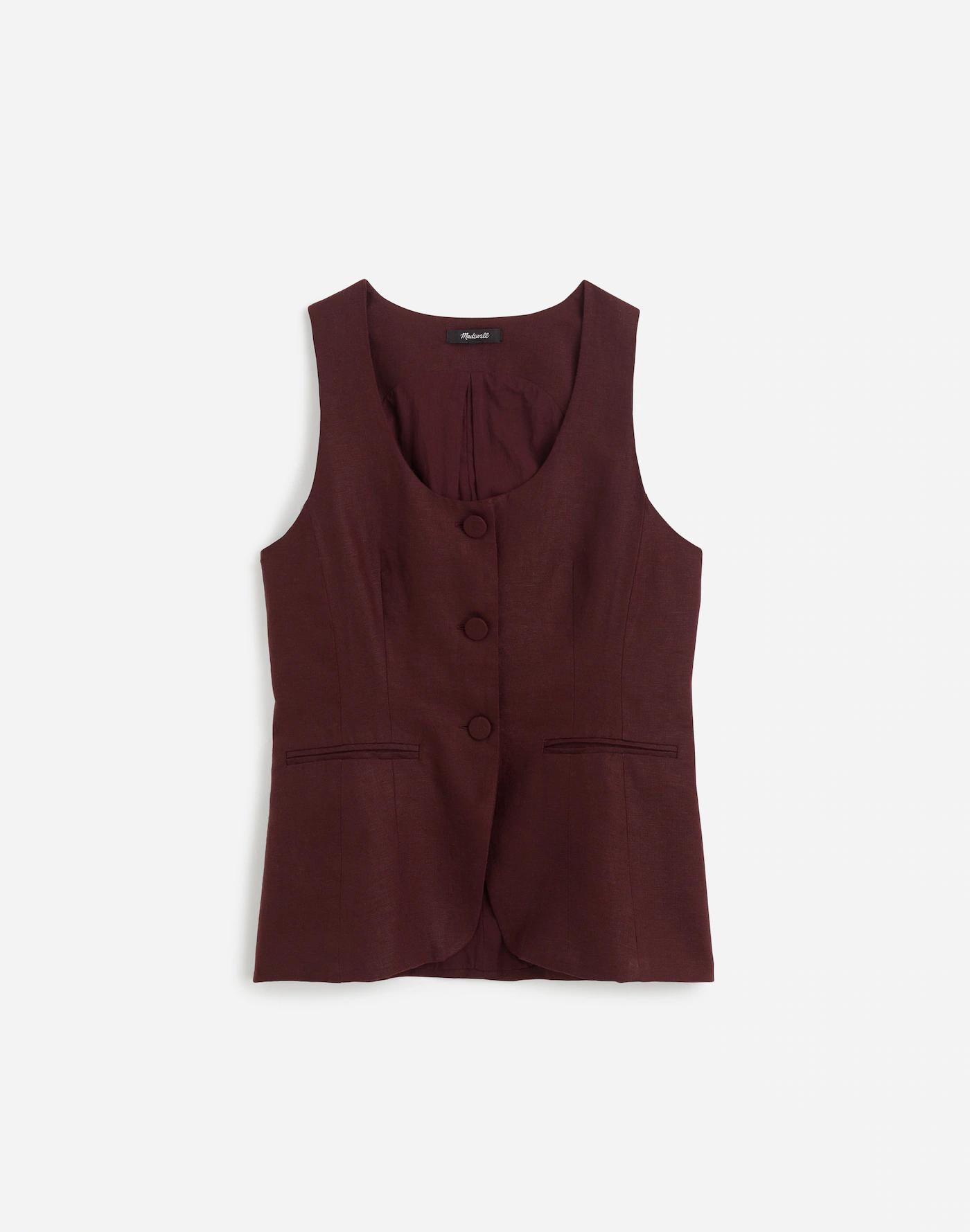 Linen Scoopneck Cutaway Vest Product Image