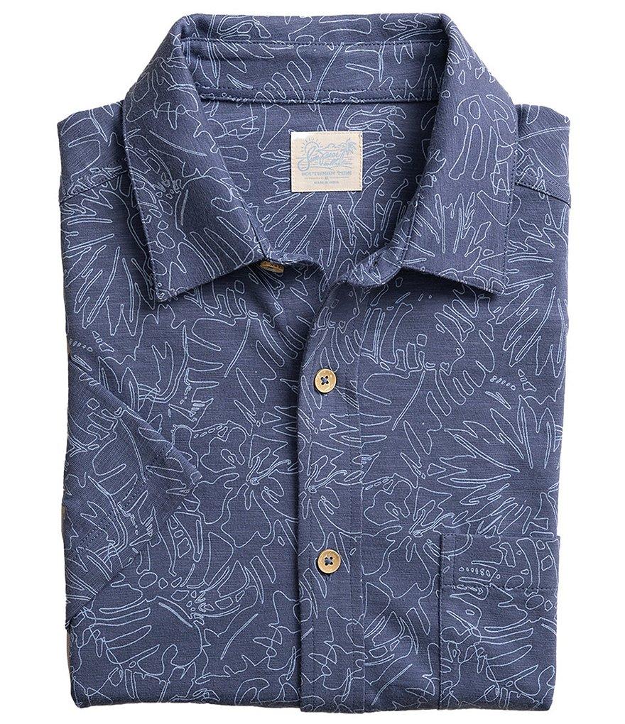 Southern Tide Beachcast Floral Fusion Knit Short Sleeve Woven Shirt Product Image