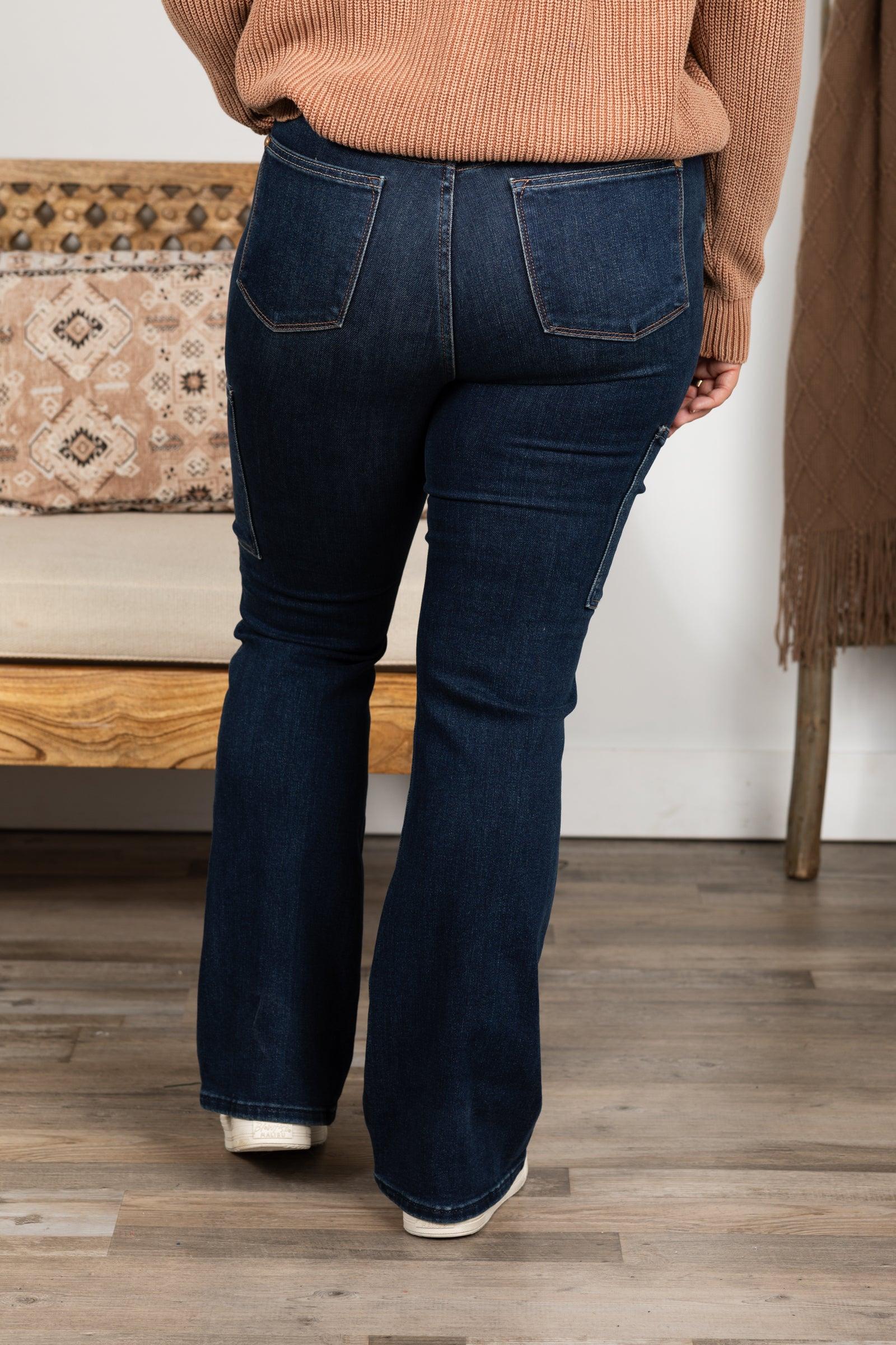 Judy Blue Dark Wash Cargo Bootcut Jeans Product Image