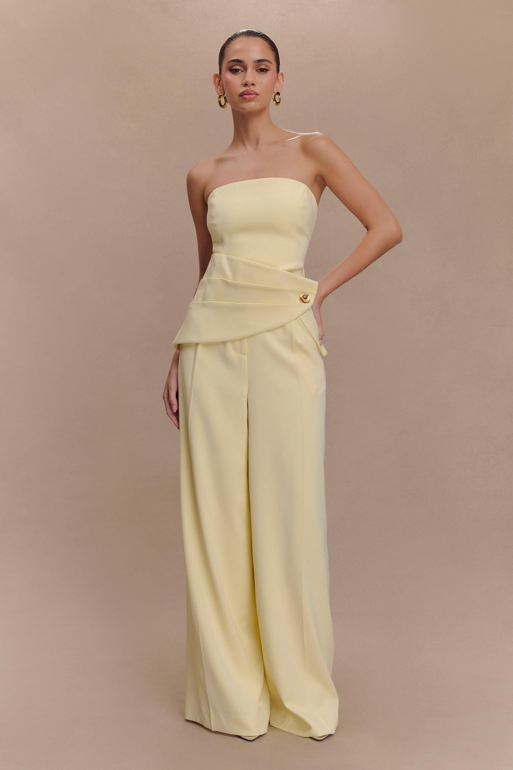 Faith Suiting Wide Leg Pant - Lemon Cream Product Image