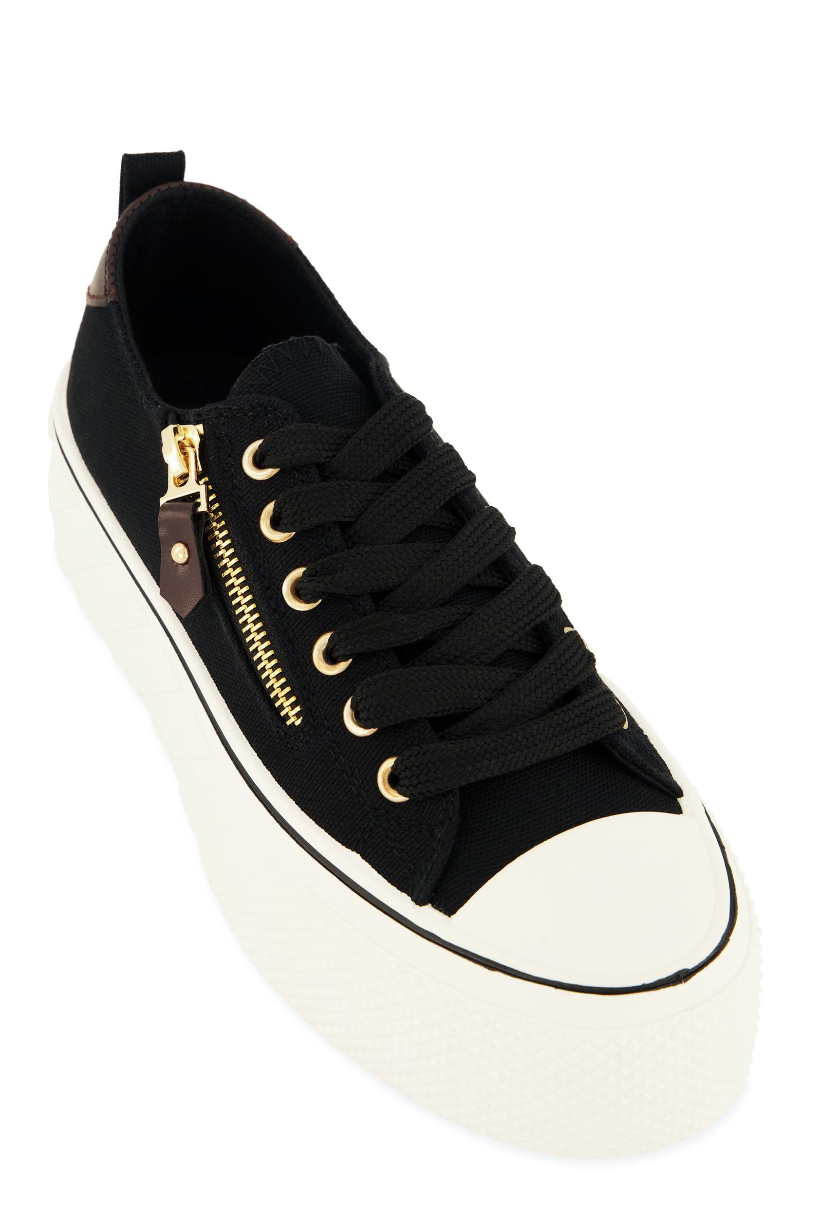 Womens Canvas Zip Detail Platform Sneakers Product Image