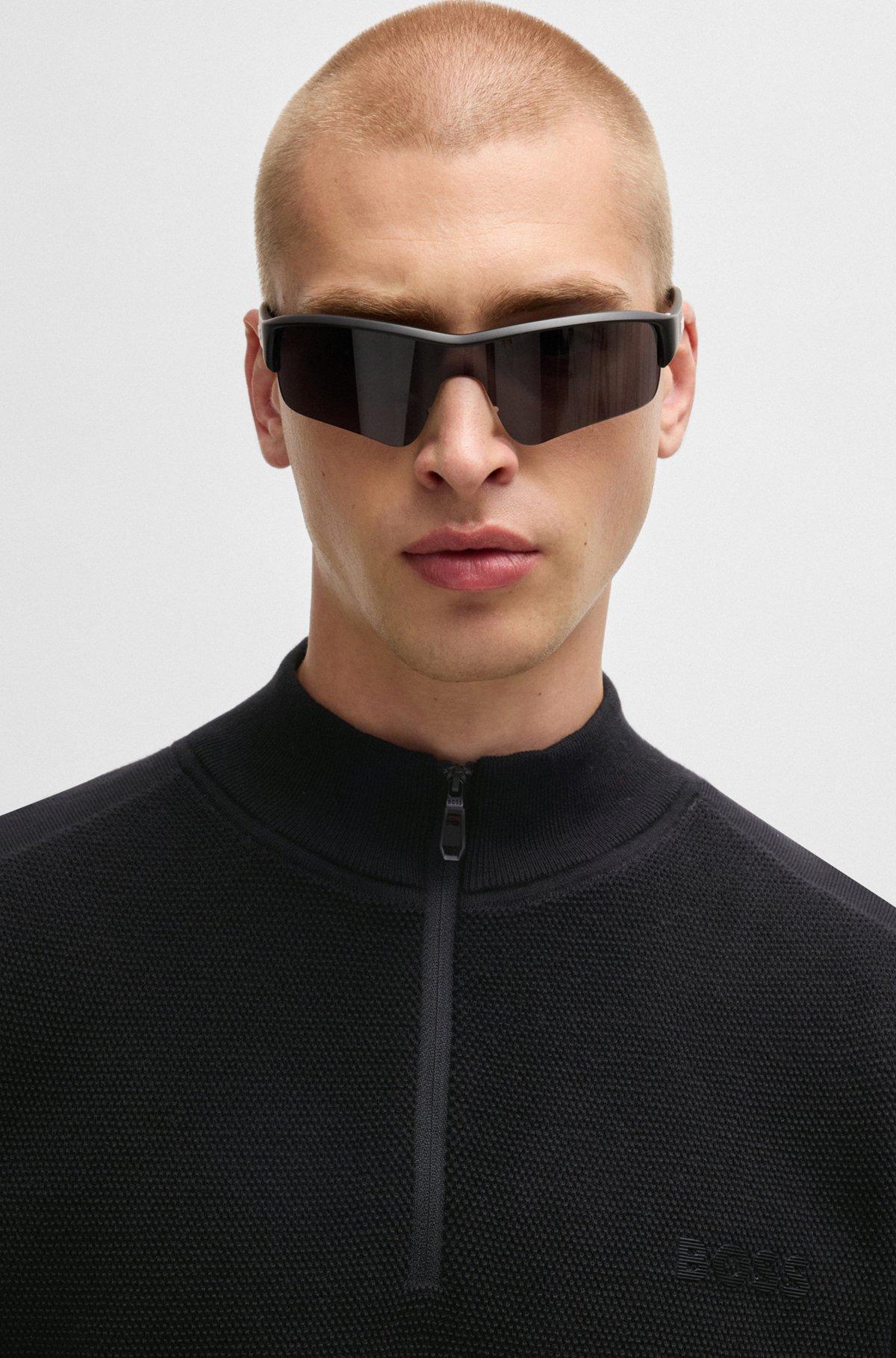 Zip-neck regular-fit sweater with logo detail Product Image