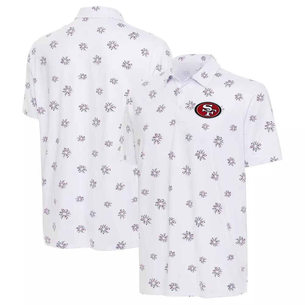 Men's Antigua White San Francisco 49ers Fireworks Polo, Size: Small Product Image