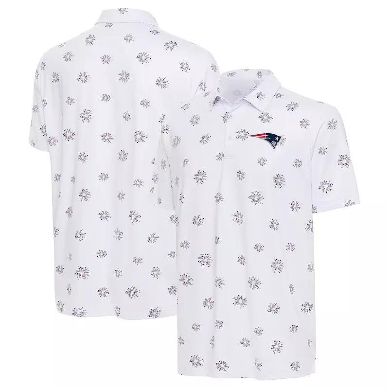 Men's Antigua White New England Patriots Fireworks Polo,  Product Image