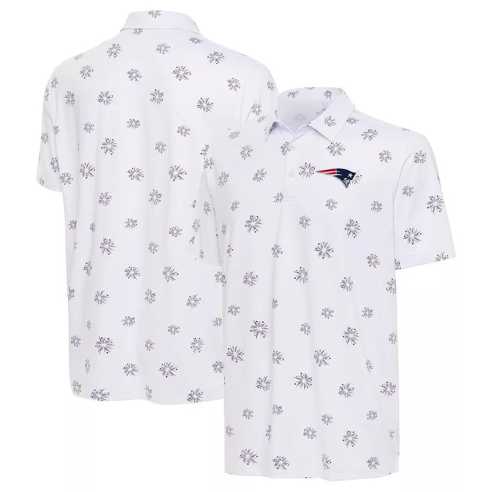 Men's Antigua White New England Patriots Fireworks Polo,  Product Image