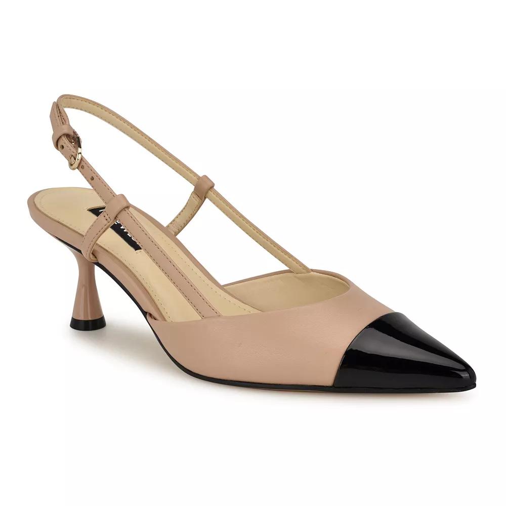 Nine West Rizzy Women's Pointy Toe Slingback Dress Pumps, Size: 9, Light Natural Black Product Image