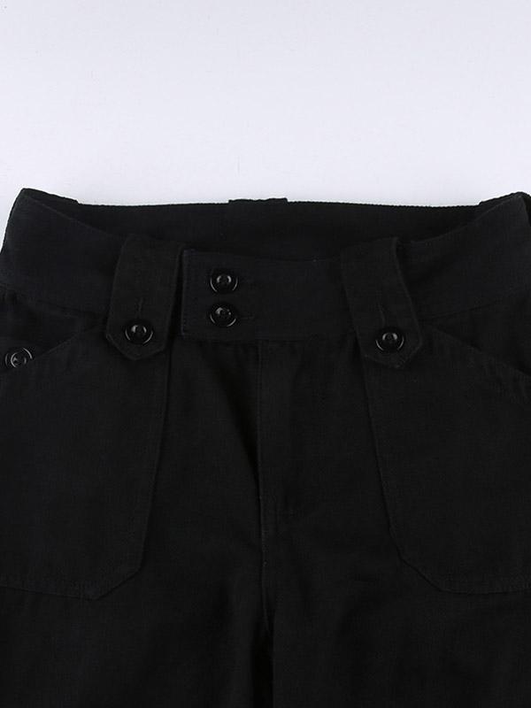 Buttoned Straight Leg Cargo Jeans Product Image