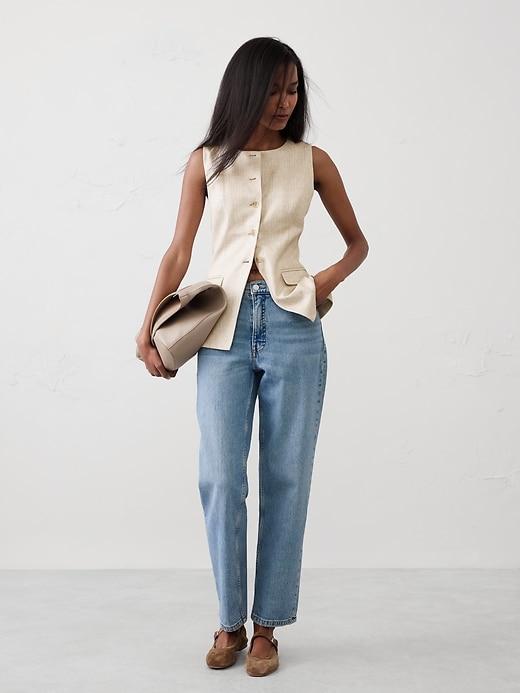 Linen-Blend Long Cutaway Vest Product Image