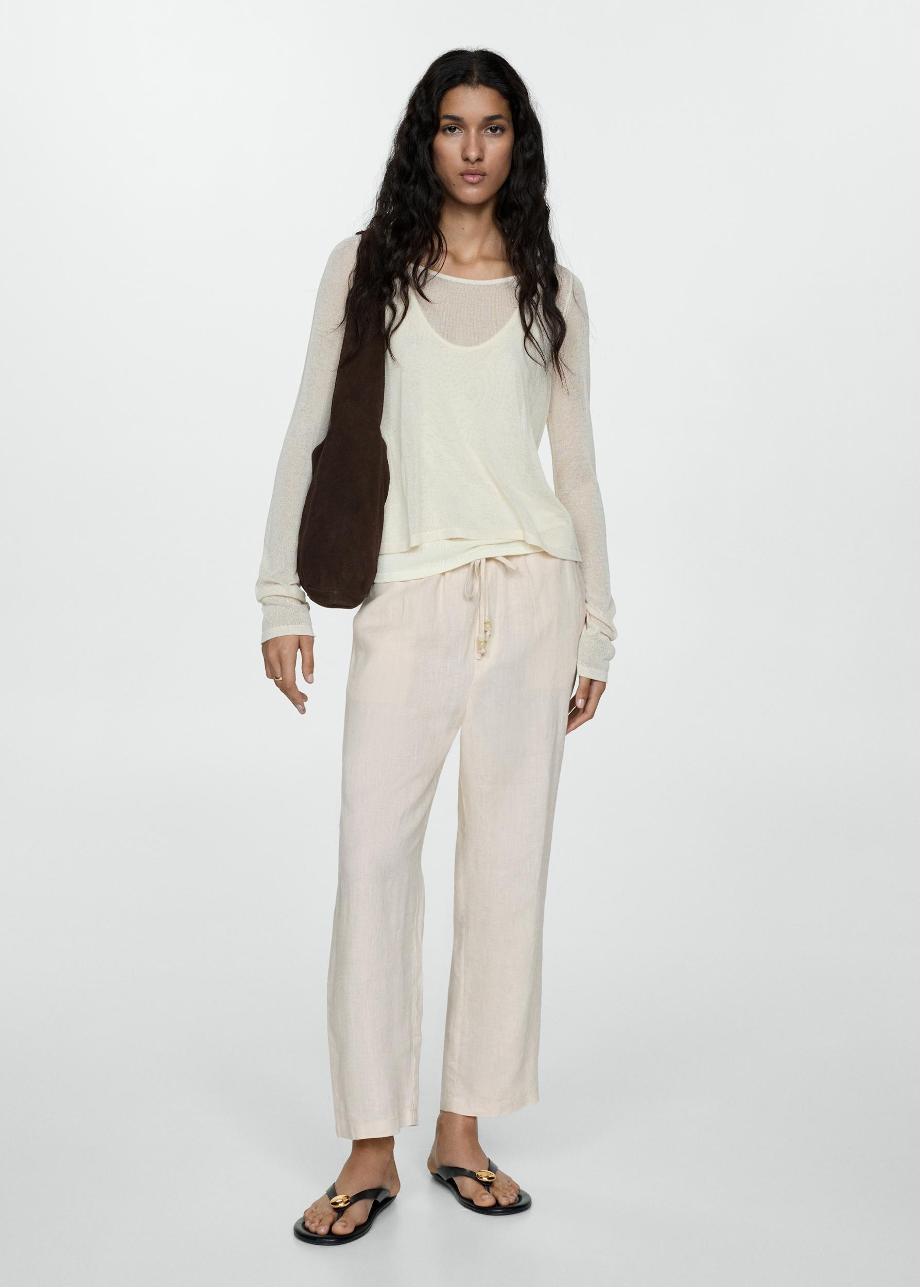 Linen jogger pants - Women | MANGO USA Product Image