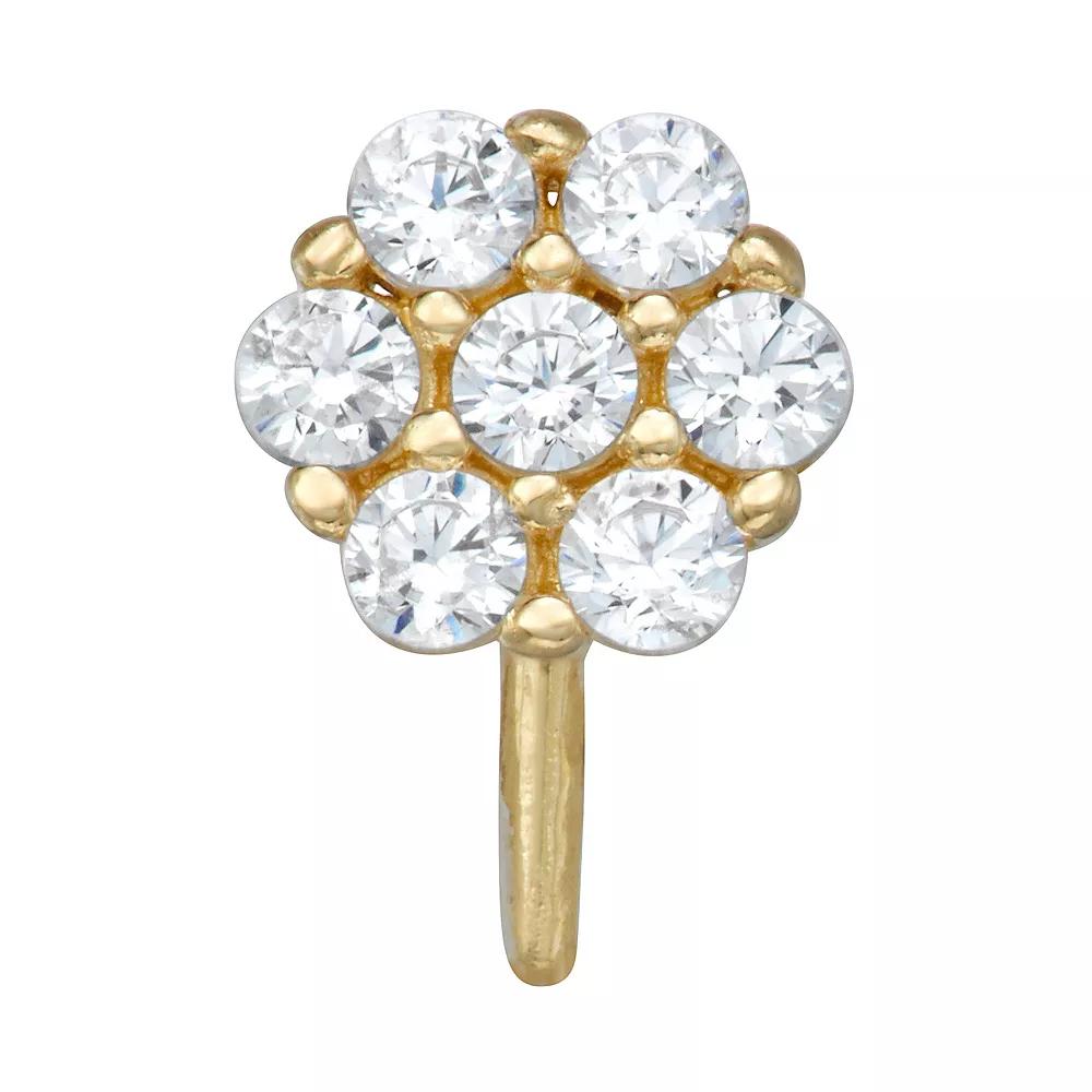 14k Gold Cubic Zirconia Flower Nose Stud, Women's Product Image