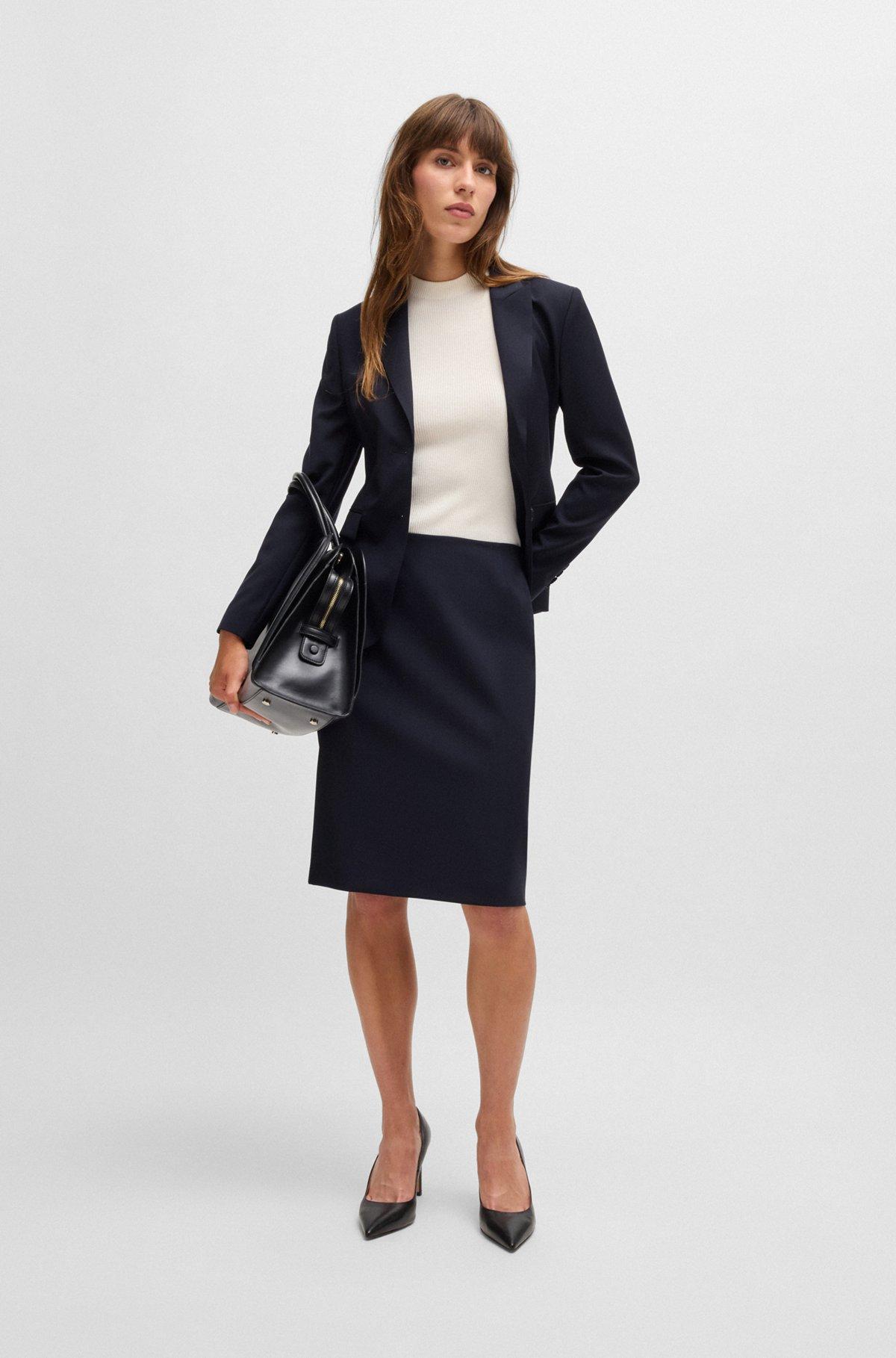 BOSS - Slim-fit pencil skirt in virgin wool - Dark Blue Product Image