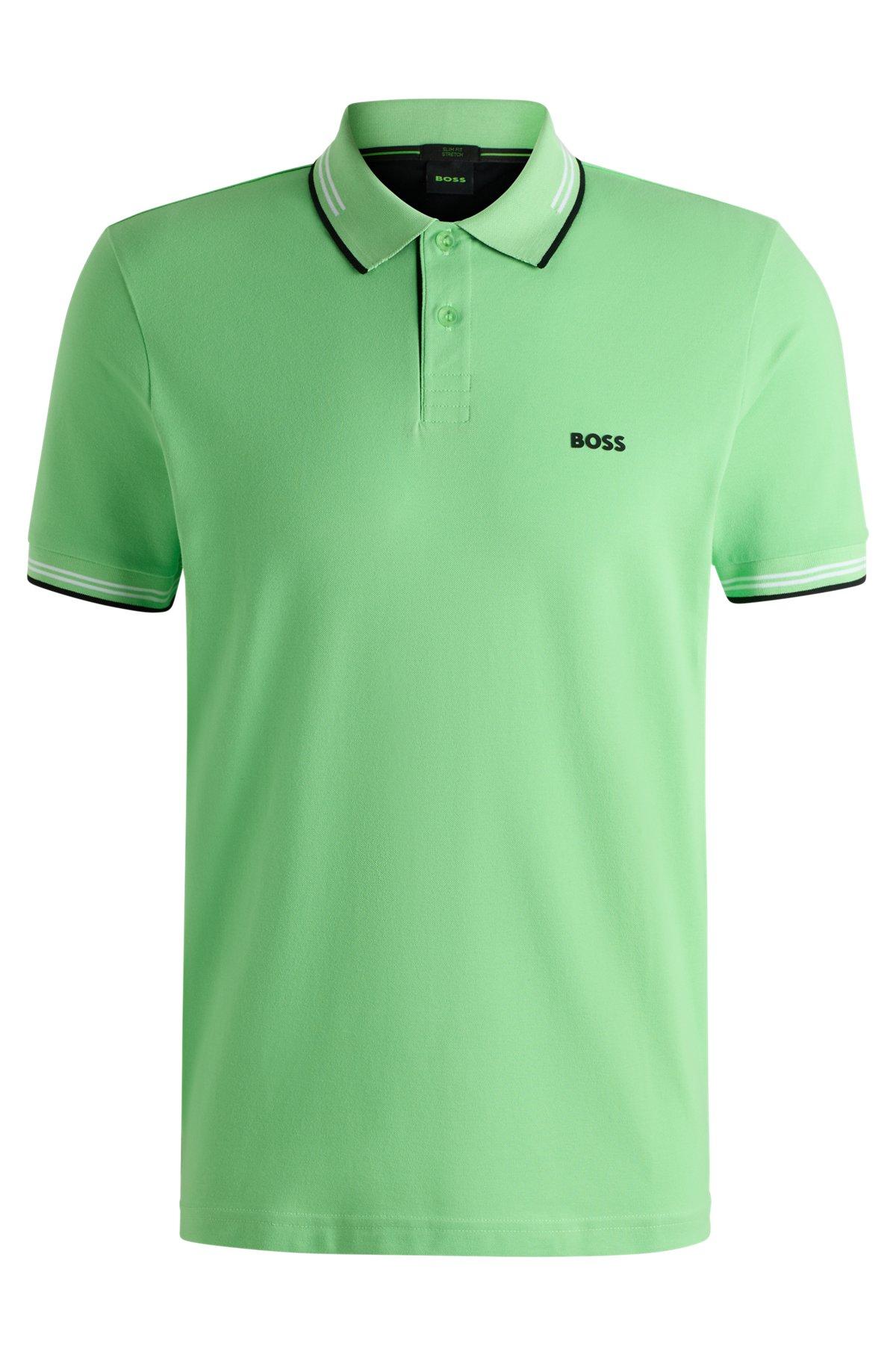 Stretch-cotton slim-fit polo shirt with branding Product Image