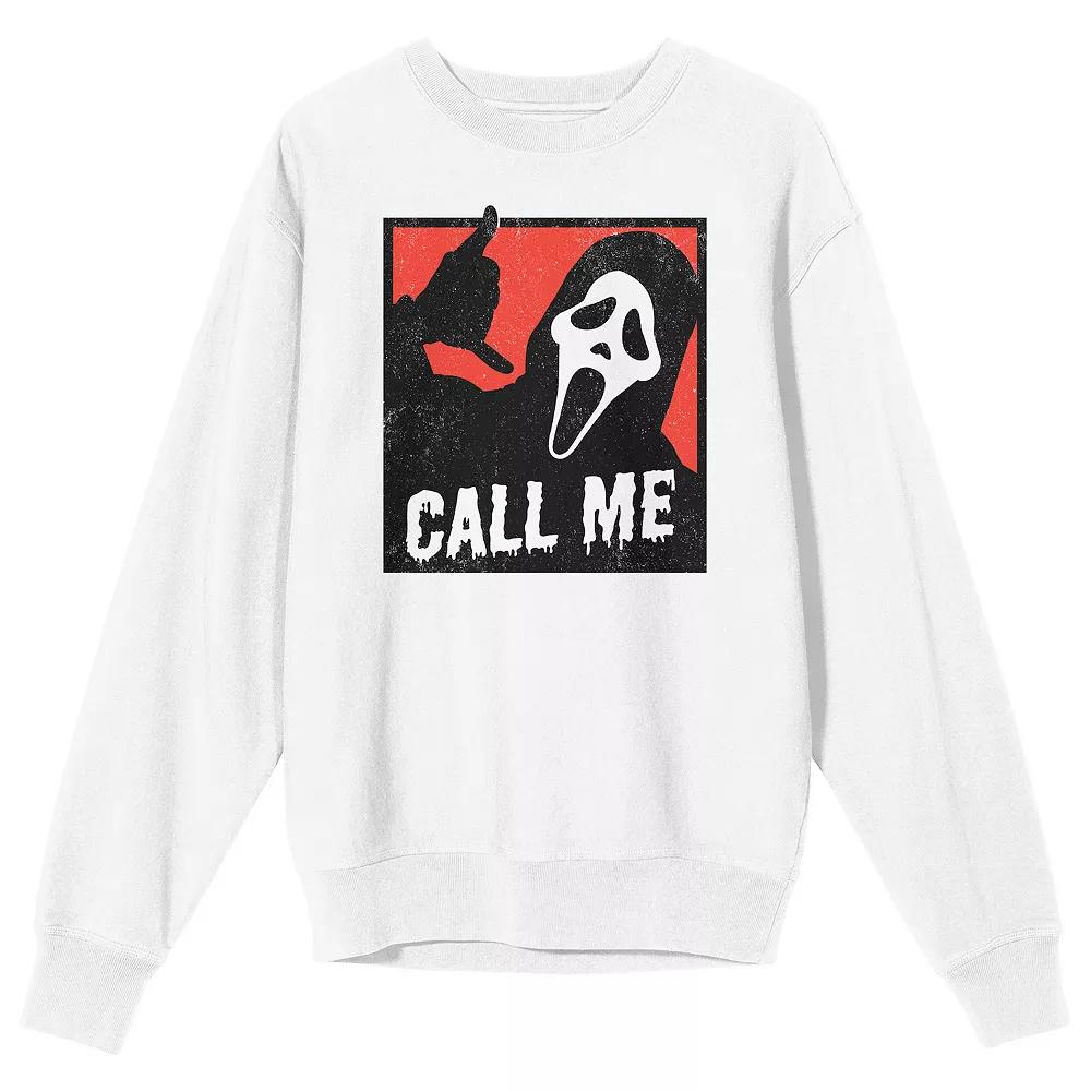 Men's Ghostface Call Me White Sweatshirt, Size: Small Product Image