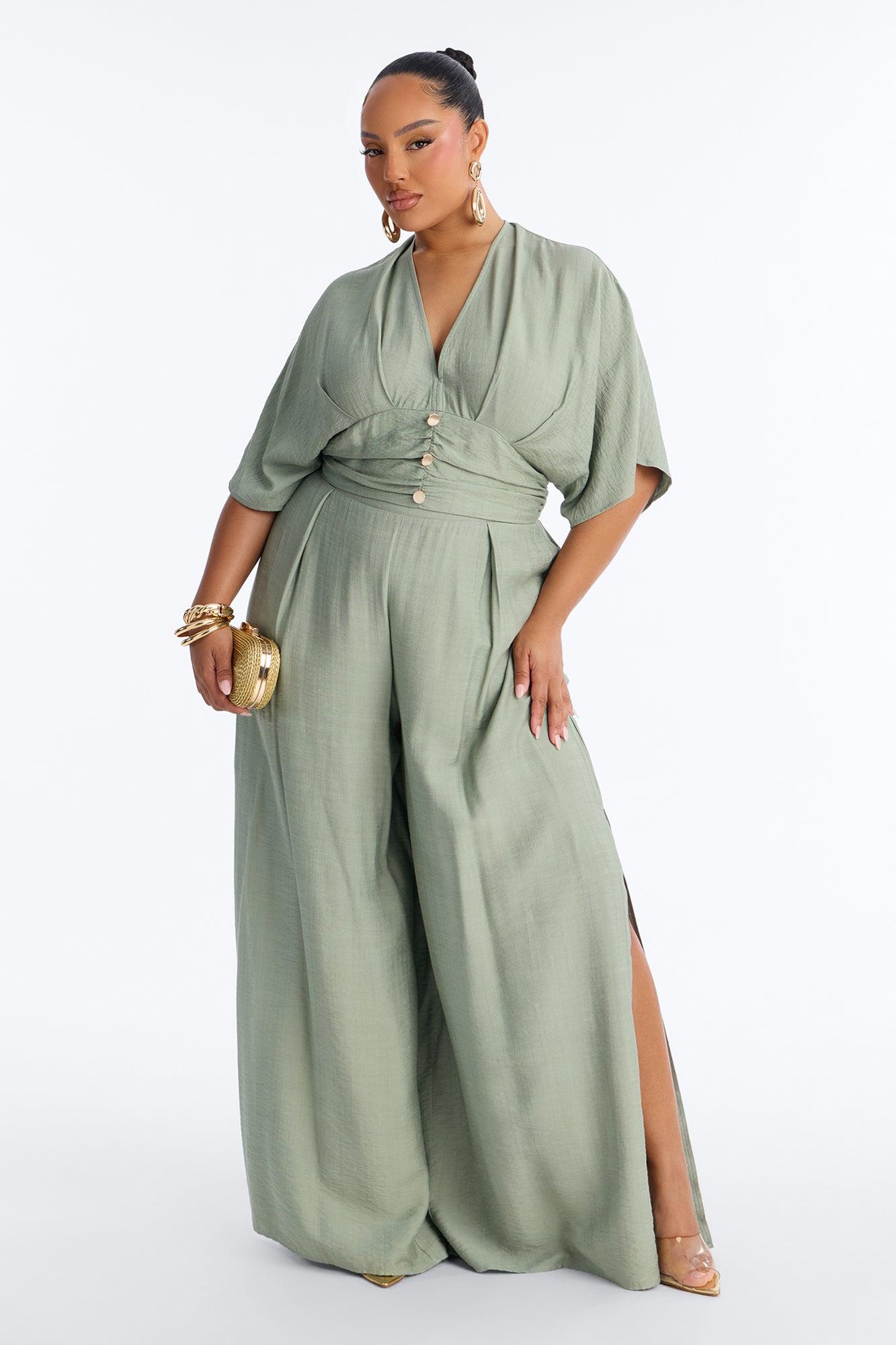 Not So Complicated Linen Pant Set - Sage Female Product Image