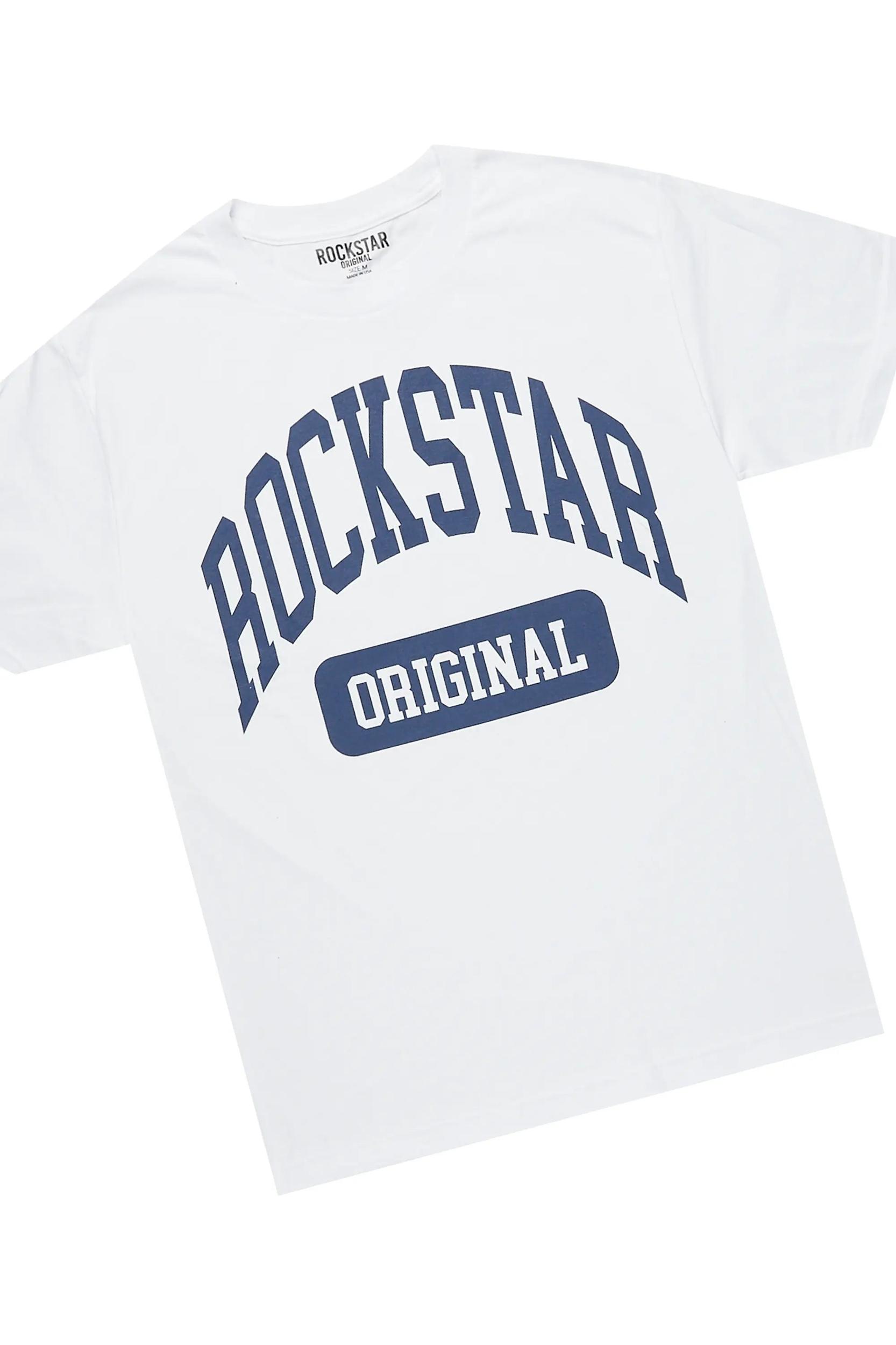 Jain White/Navy T-Shirt/Short Set Male Product Image