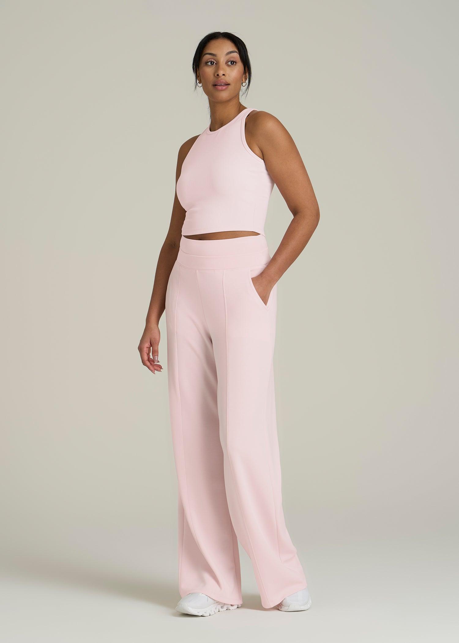Soft Motion Wide Leg Ultra High Rise Pant for Tall Women in Barely Pink Female Product Image