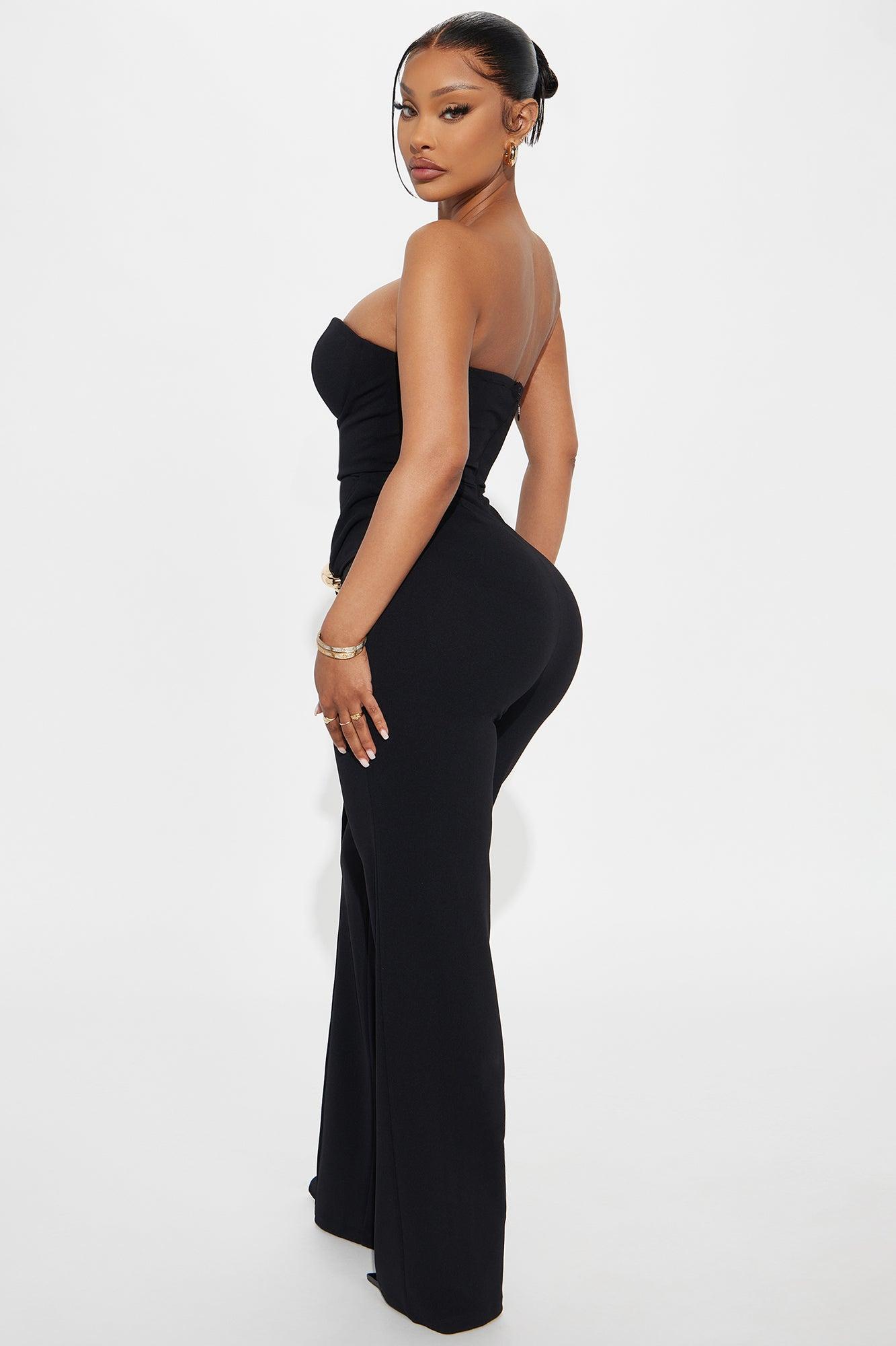 Have It All Draped Strapless Jumpsuit - Black Female Product Image