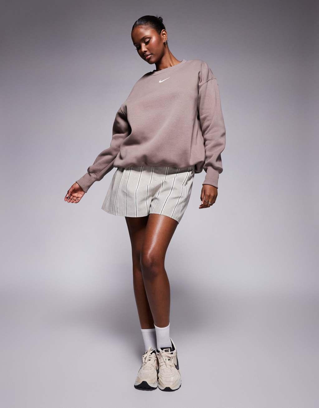 Nike Phoenix Fleece oversized sweatshirt in brown Product Image