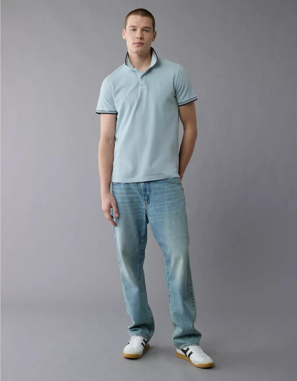 AE Lived-In Stretch Pique Slim Fit Tipped Polo Shirt Product Image