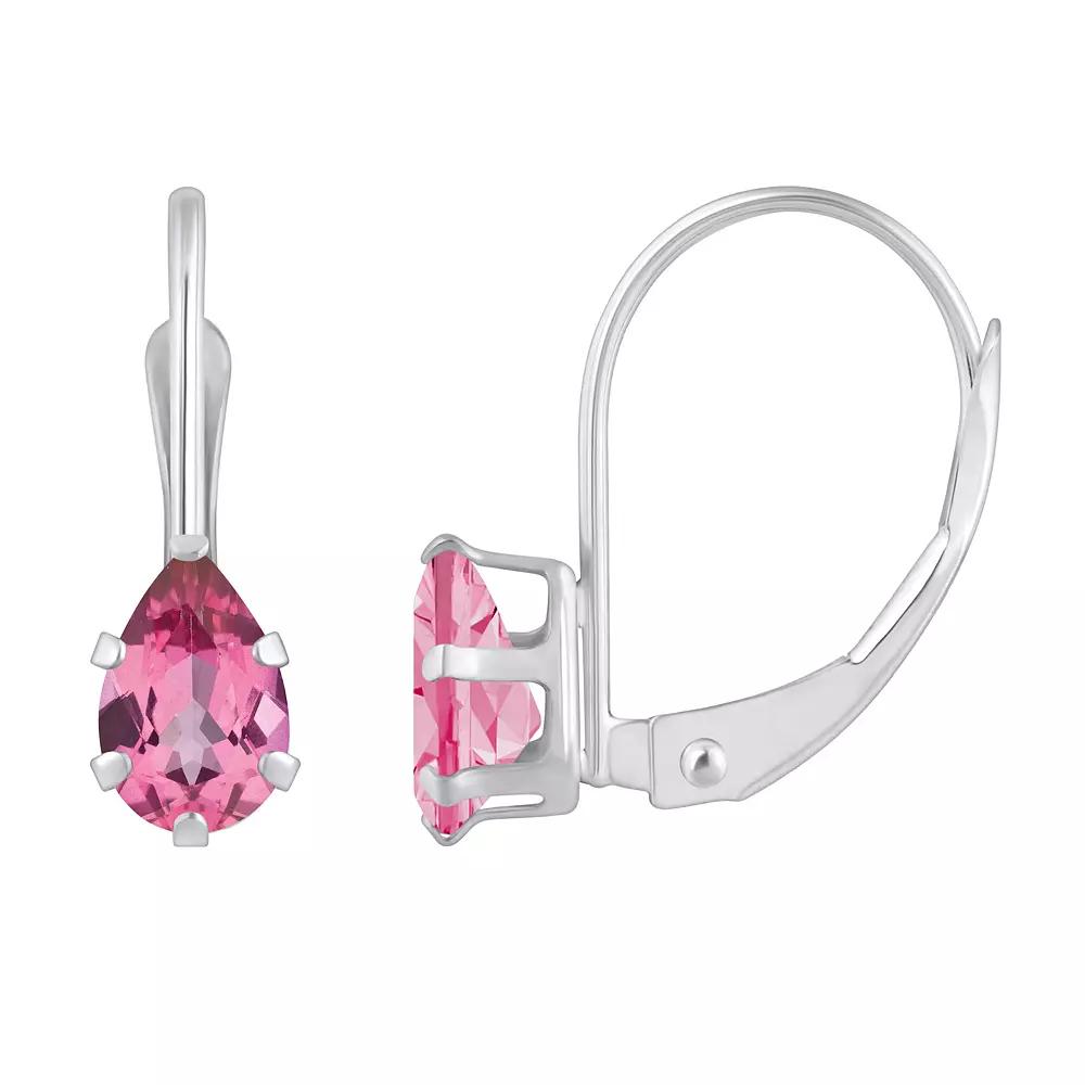 Celebration Gems 10k Gold Pear Shape Pink Topaz Leverback Earrings, Women's, 10k White Gold Product Image