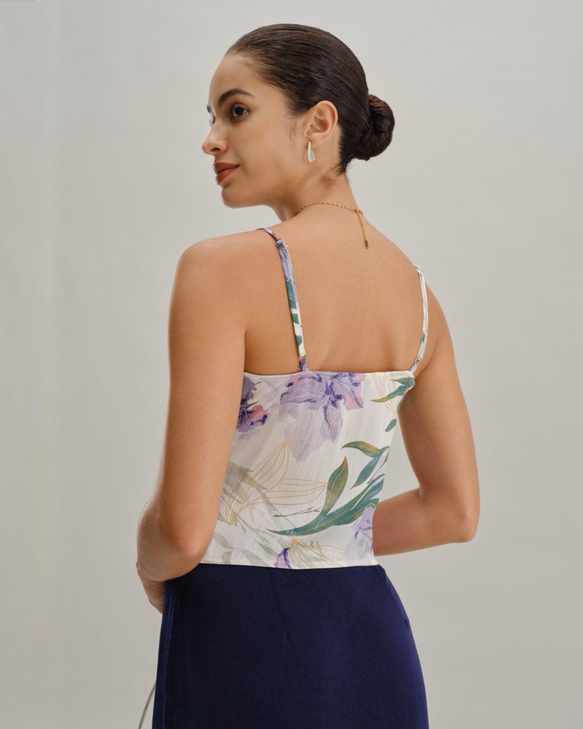 Green Floral Backless Camisole Product Image
