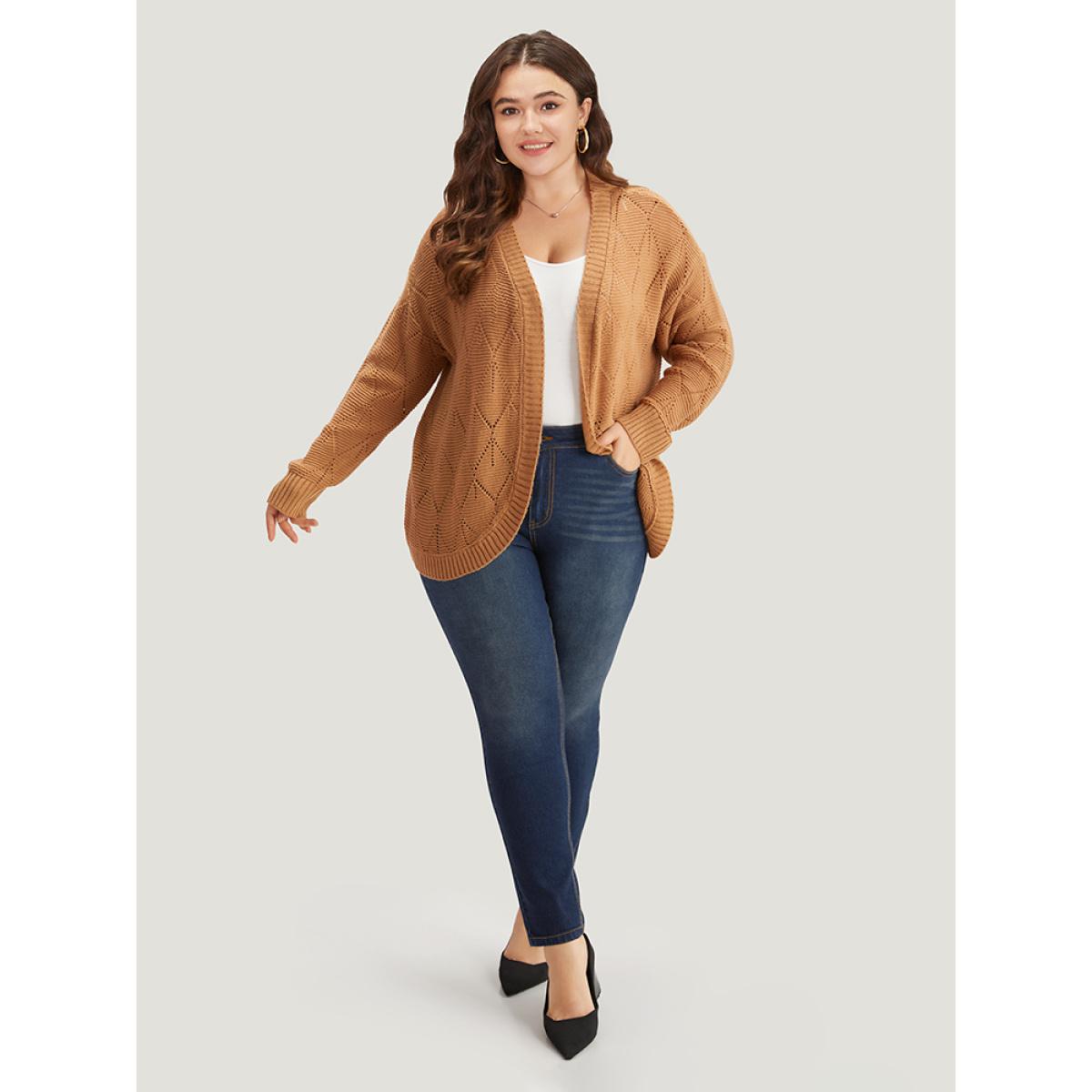 Plus Size Skinny Pocket Dark Wash Zipper Fly Jeans Women Indigo Casual Plain Non High stretch Slanted pocket Jeans BloomChic 24/3X Product Image