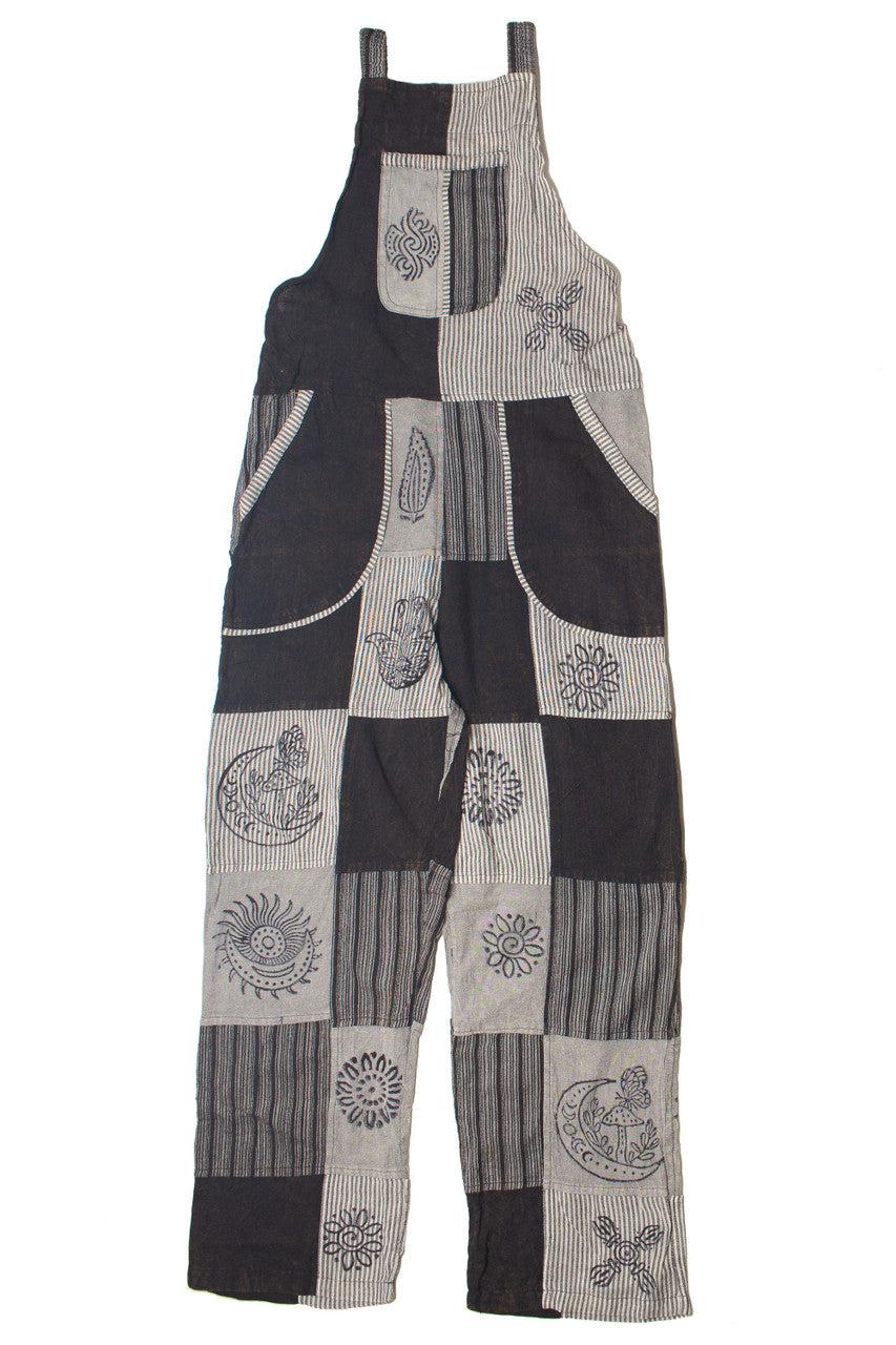 Black Patchwork Overalls Product Image