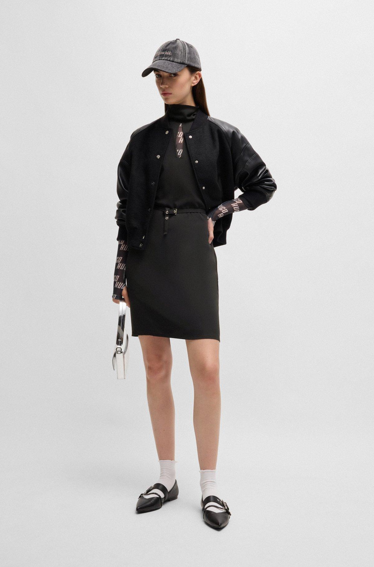 Sleeveless dress with stand collar and cut-out detail Product Image