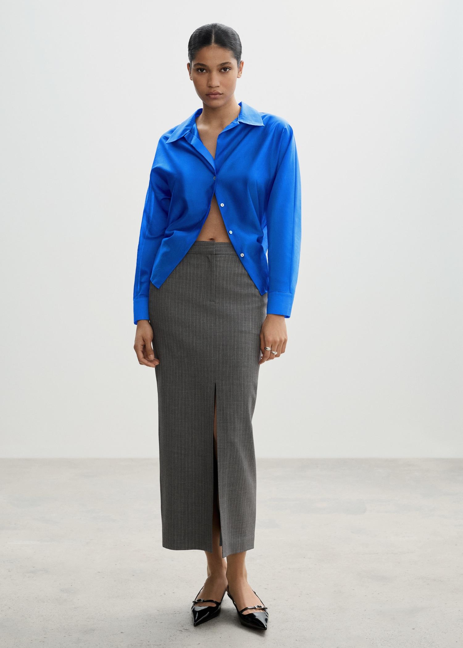 Satin lyocell shirt - Women | MANGO USA Product Image