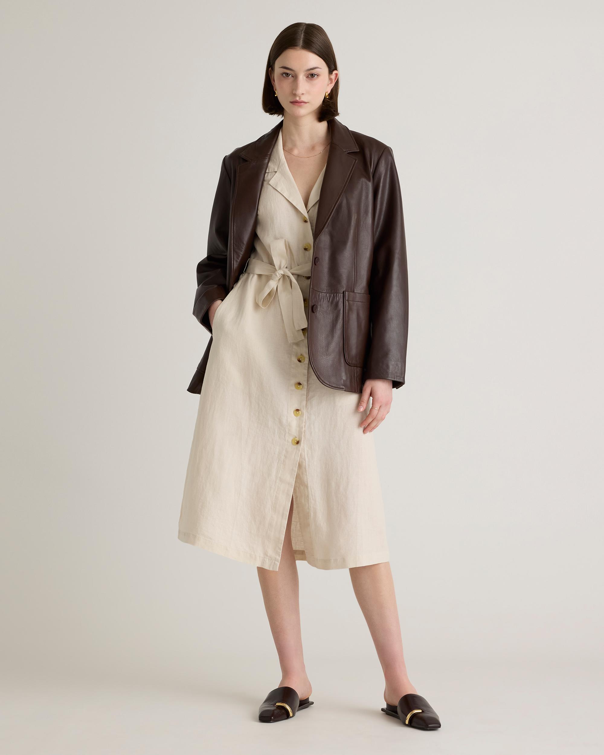 Quince | Women's 100% European Linen Button Front Dress Size XS Product Image