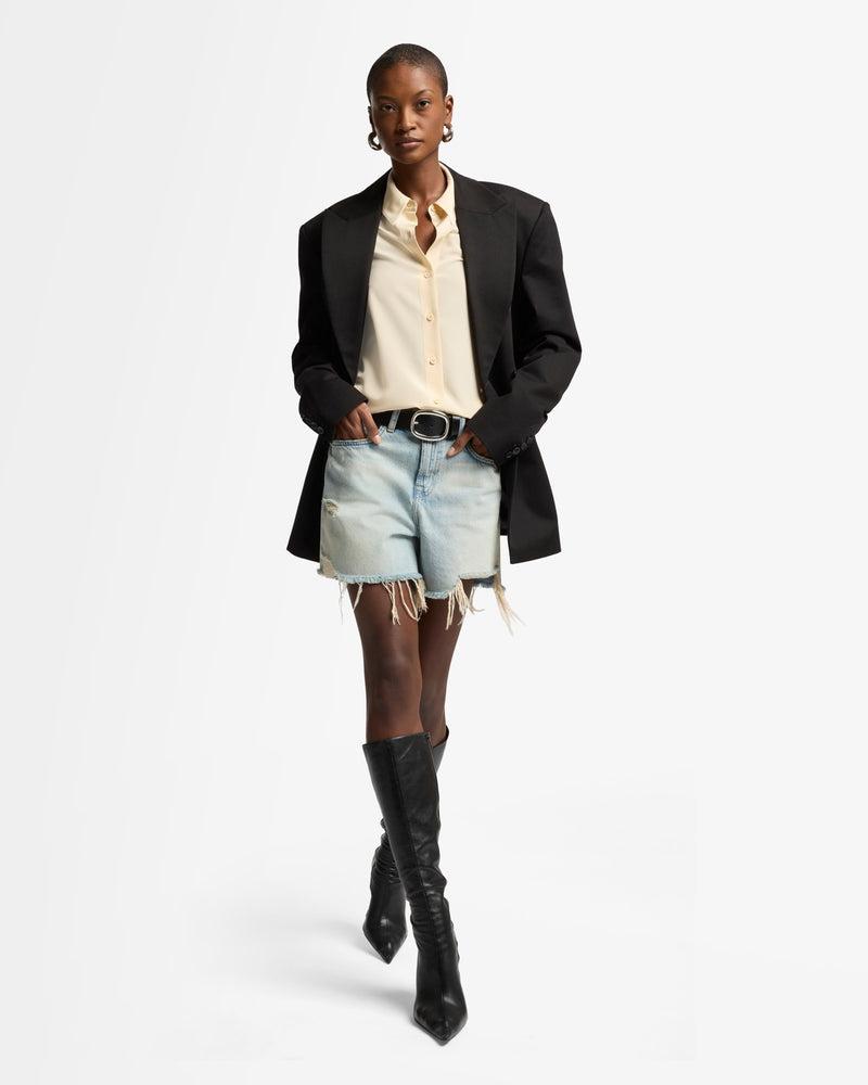 Long Sleeve Silk Blouse Product Image